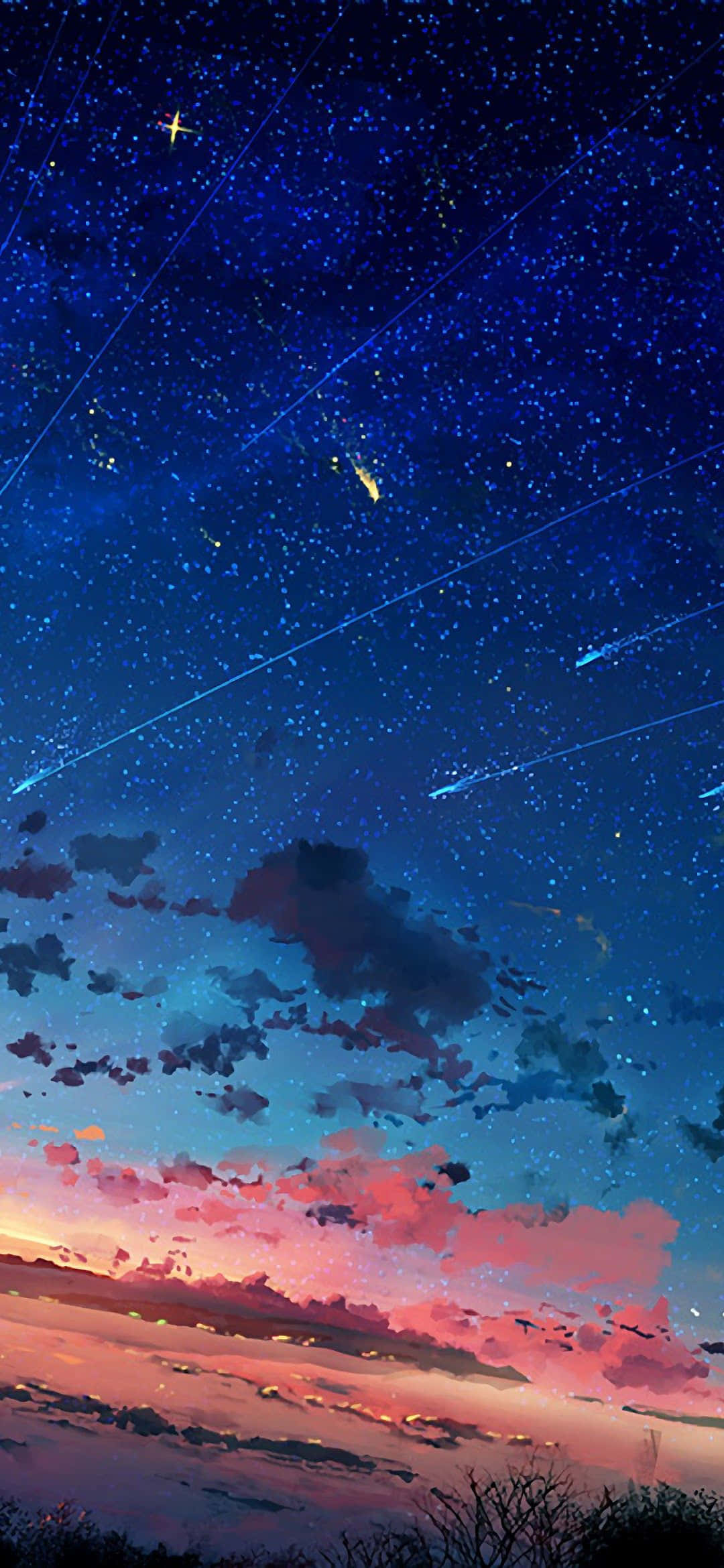 1080x2340 4K Anime Star Sunset Sky Wallpaper