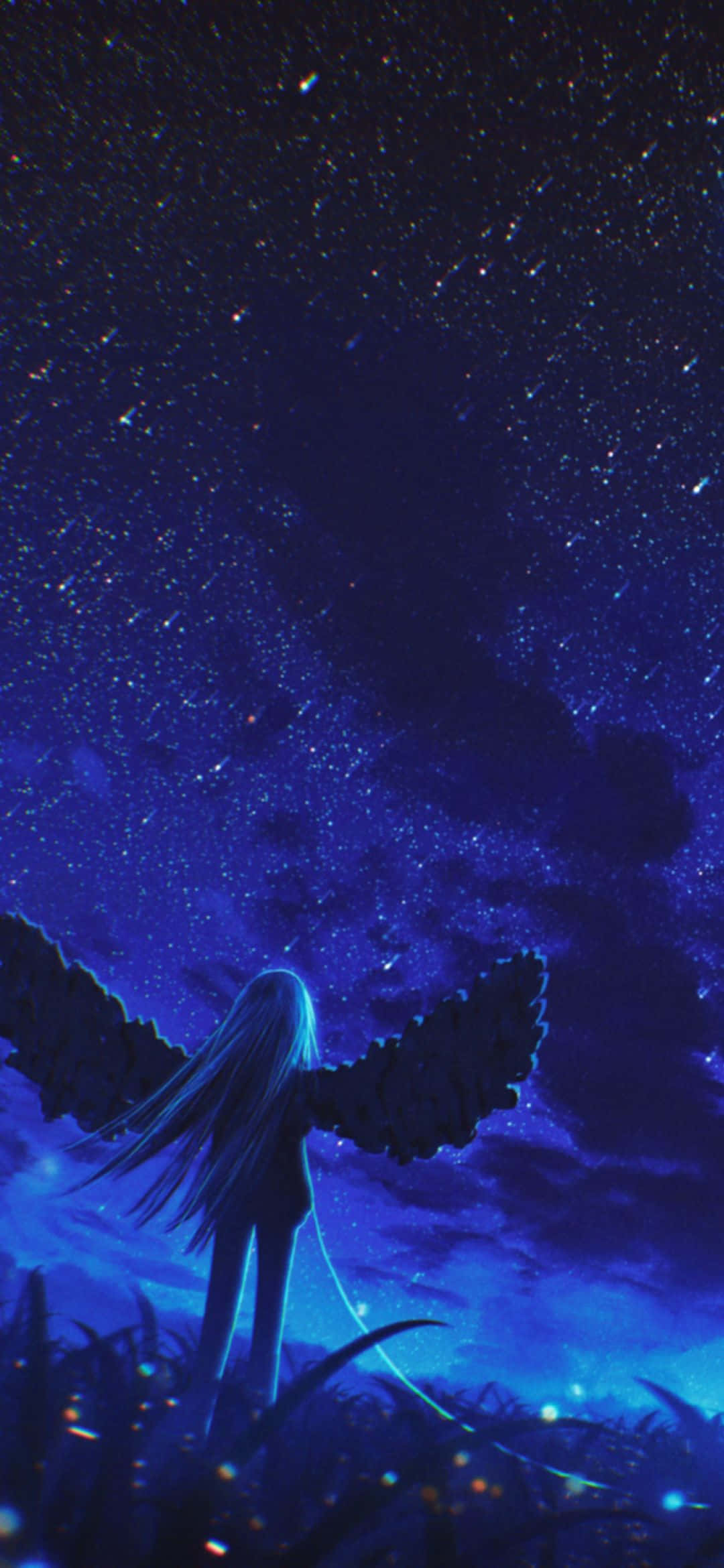1080x2340 4K Dark Angel Night Sky Wallpaper