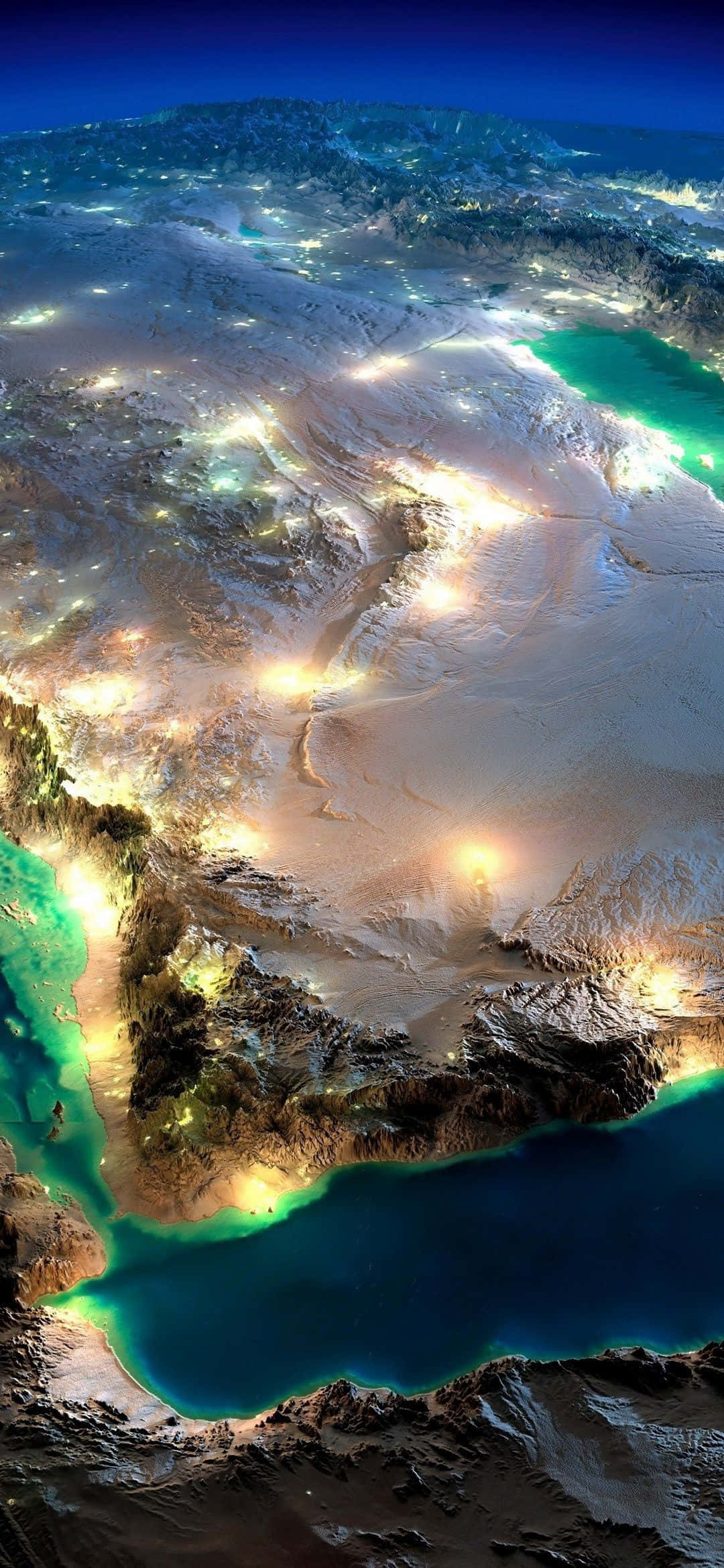 1080x2340 4K Earth At Night Aerial Photography Wallpaper