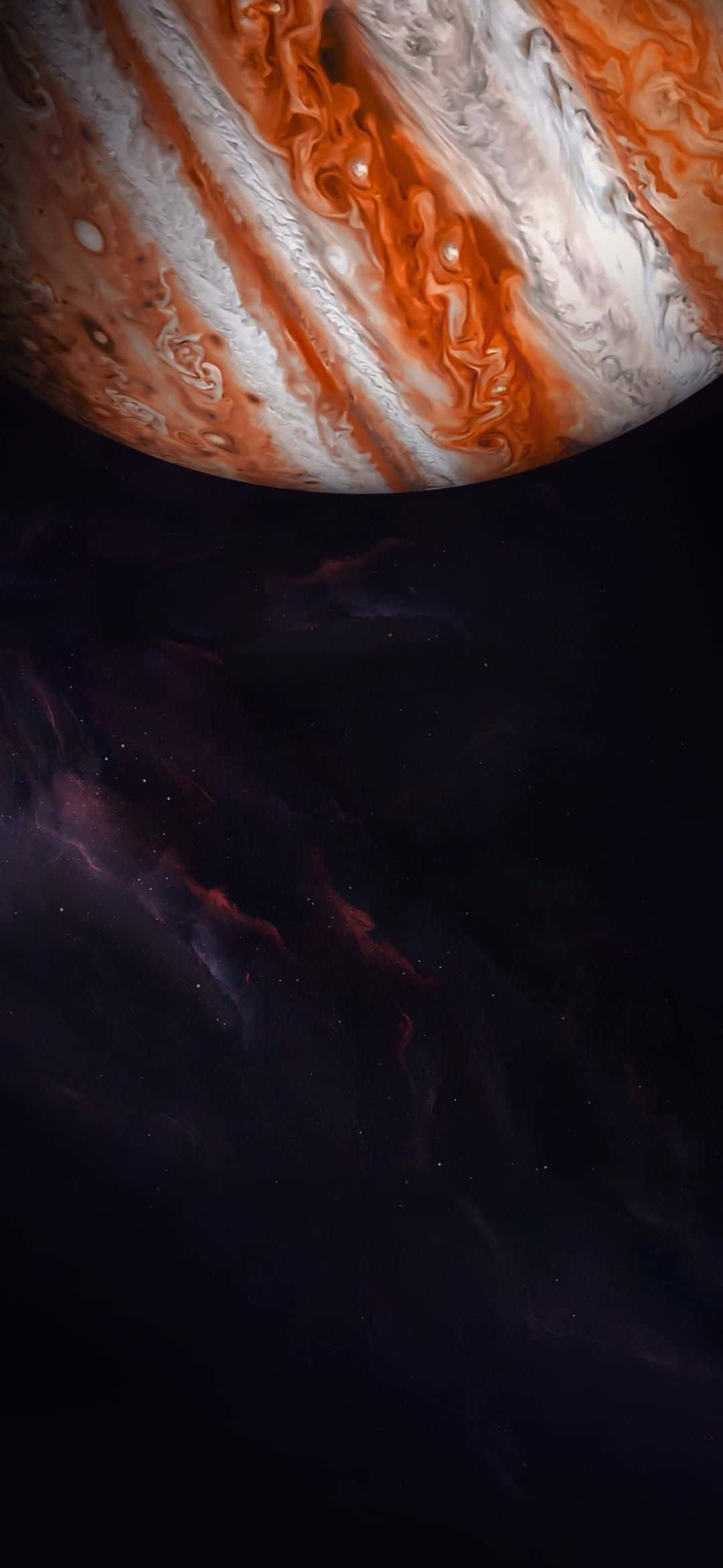 1080x2340 4K Planetang Jupiter na Nakatagilid na Digital Art Wallpaper