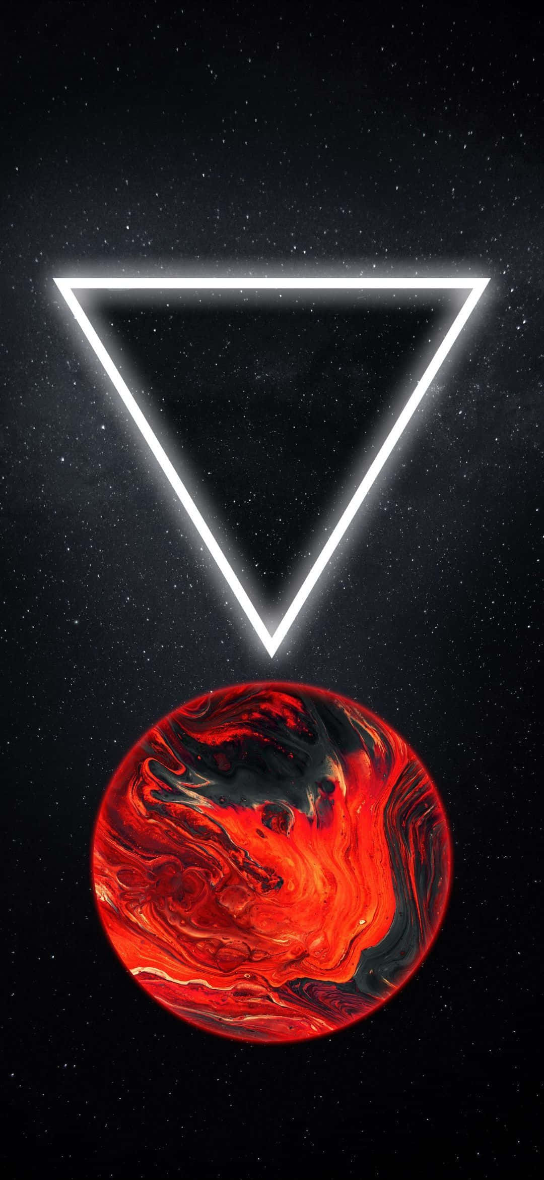 1080x2340 4K Red Planet Triangle Digital Art Wallpaper