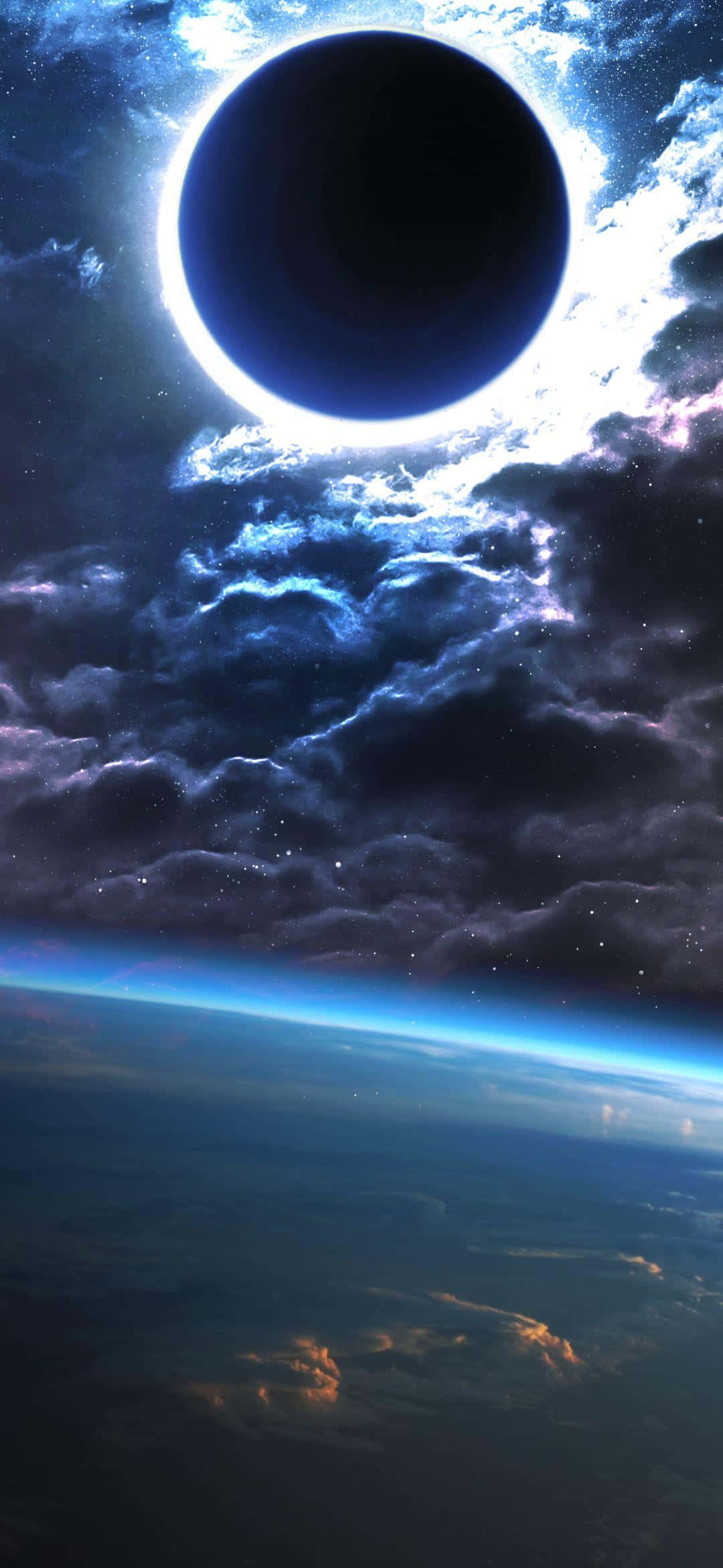 1080x2340 4K Solar Eclipse Digital Art Wallpaper