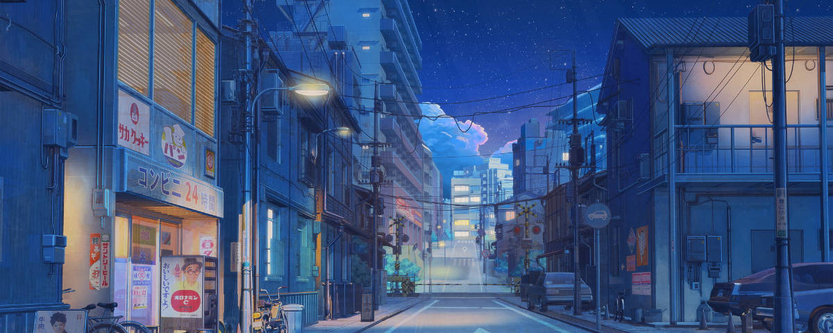 1200x480 Tindahan sa Anime Street Wallpaper