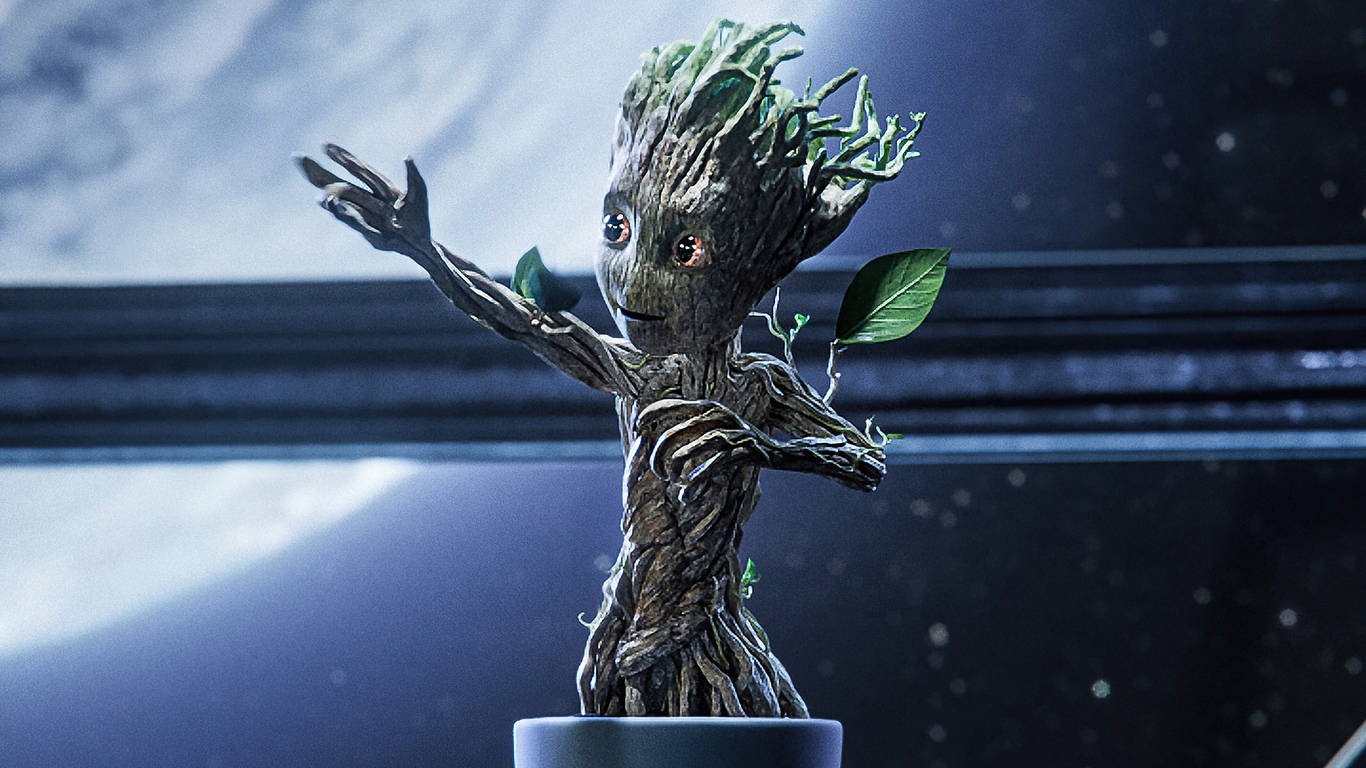 1366 x 768 Baby Groot ng Marvel Wallpaper