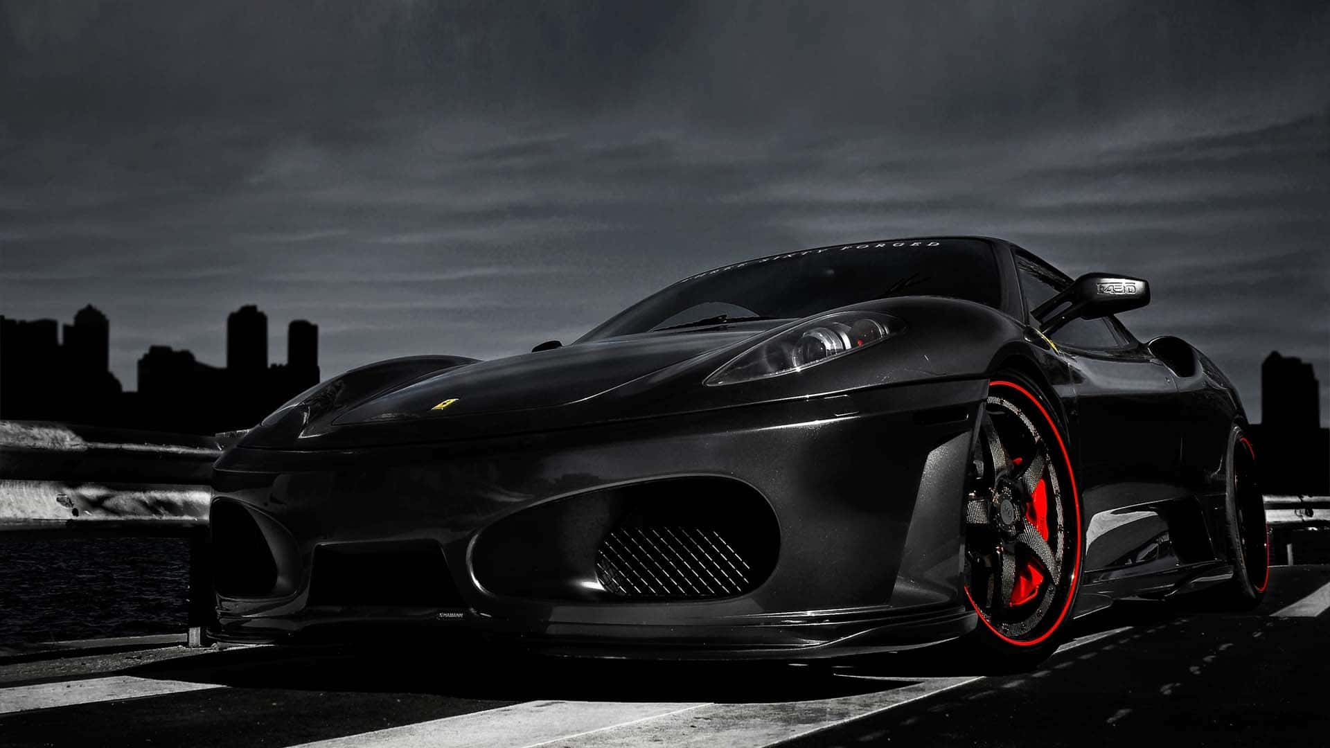 1920x1080 HD na Kotse Itim na Ferrari Wallpaper