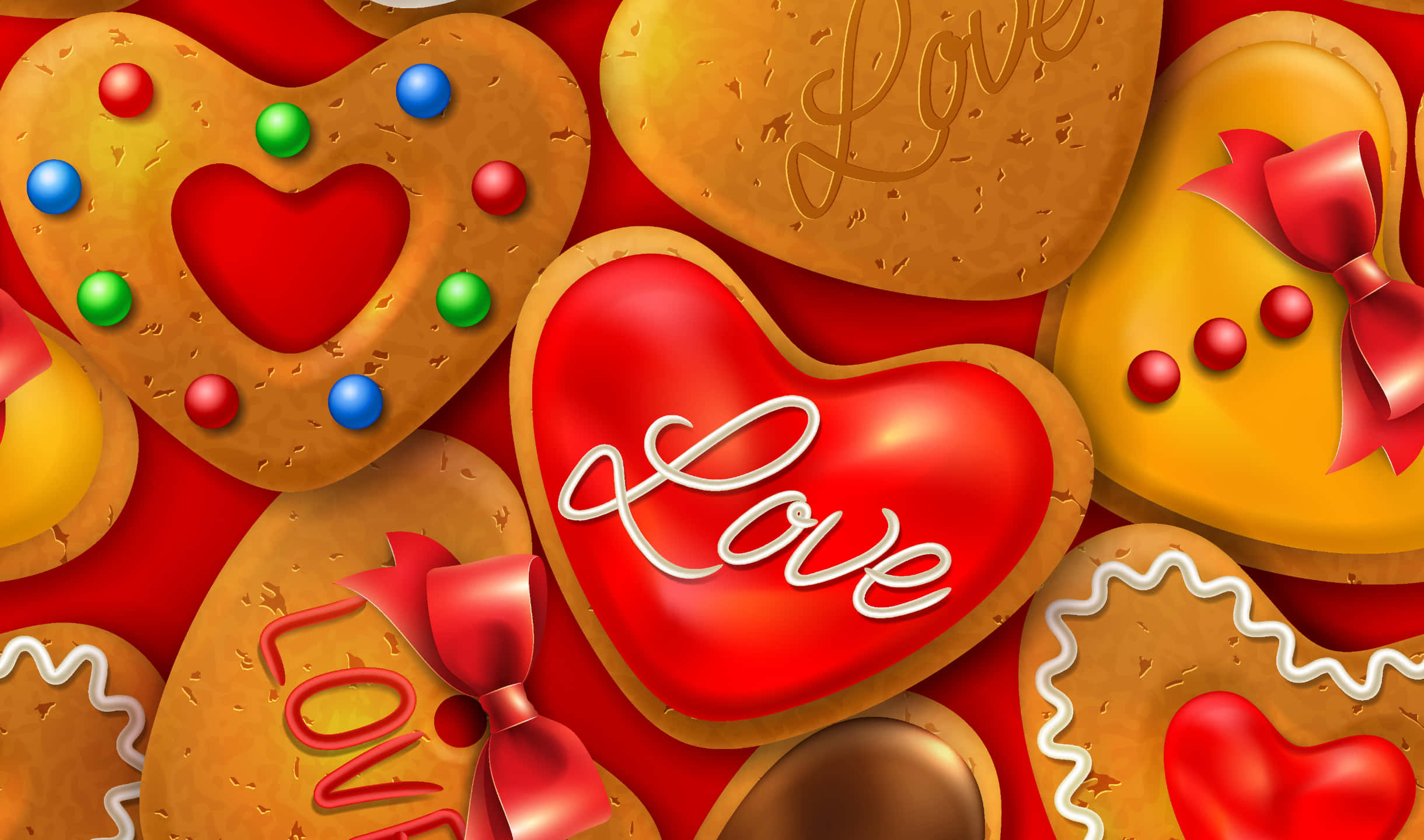 2440x1440 Cookies Background Araw ng mga Puso Wallpaper