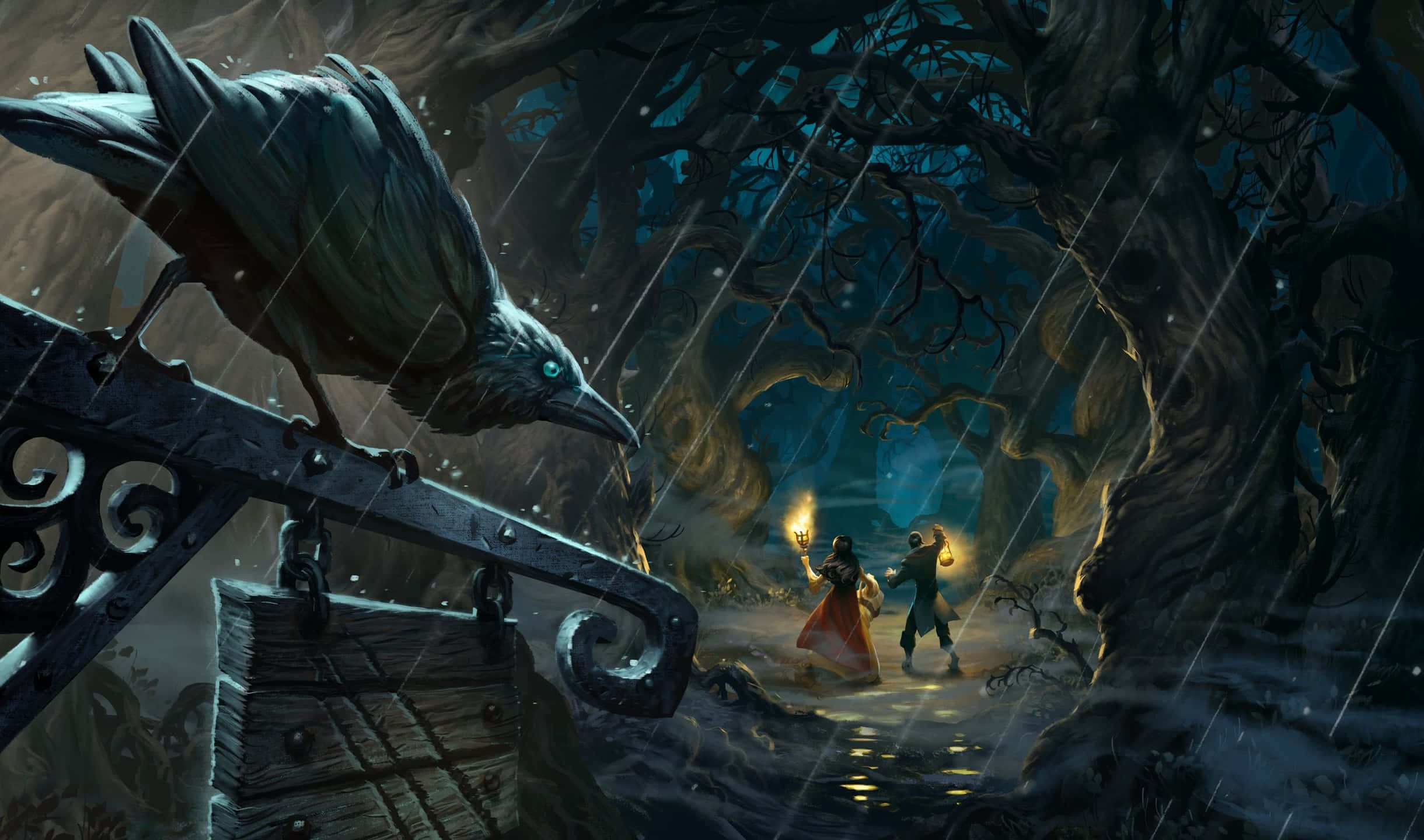 2440x1440 Hearthstone Mistulang Nakakatakot na Background ng Witchwood Wallpaper