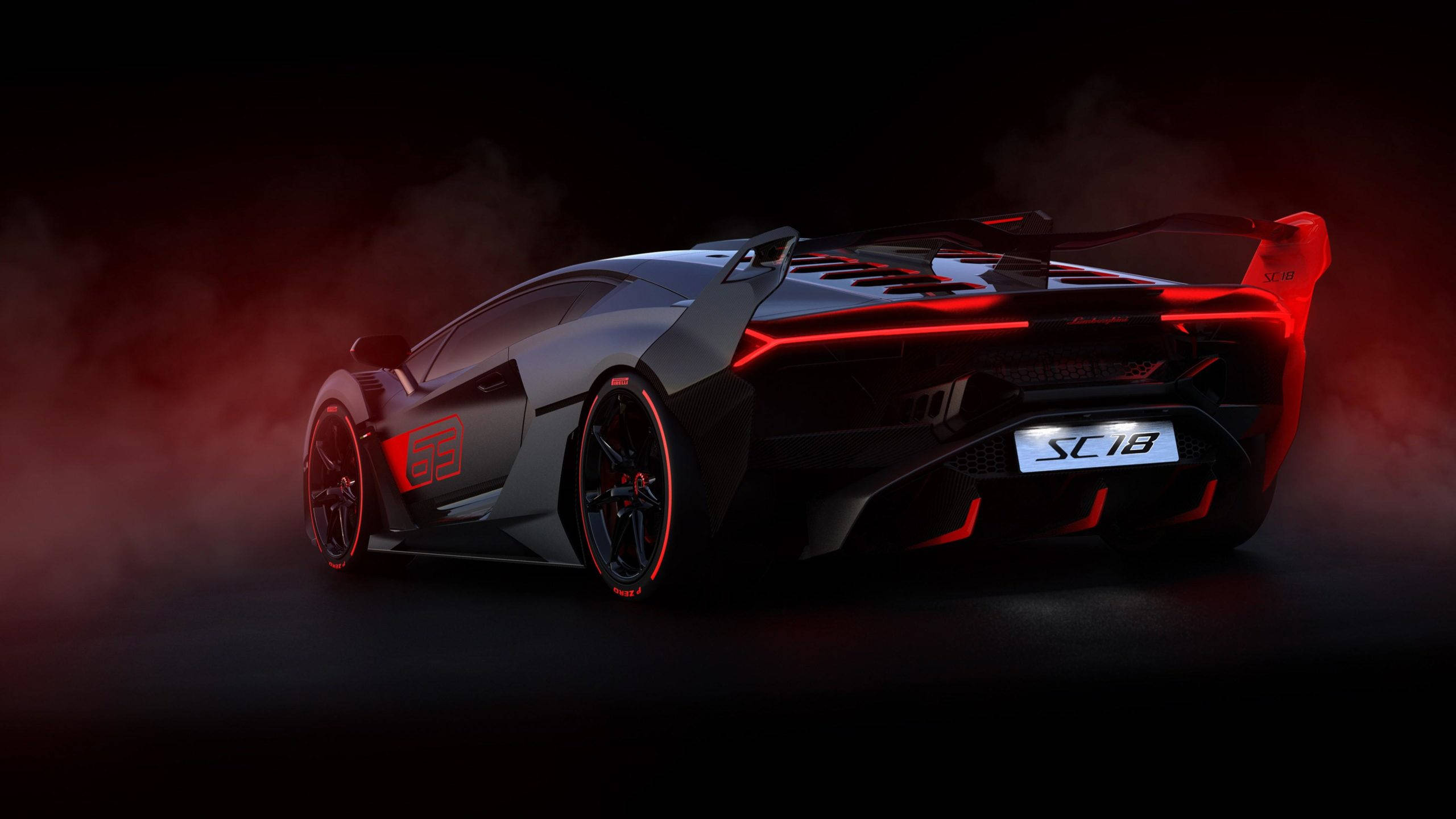 2560x1440 Itim at Pulang Lamborghini Aventador Wallpaper