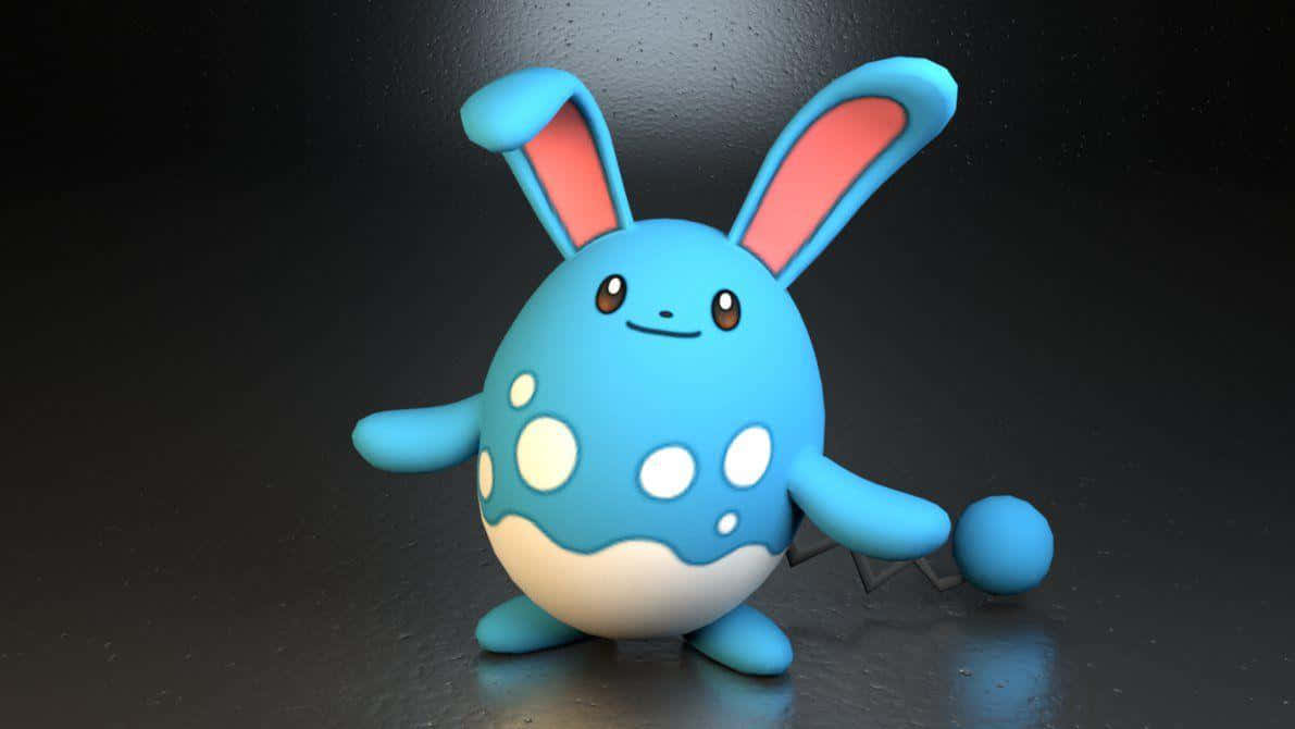3D Azumarill na Itim na Background Wallpaper