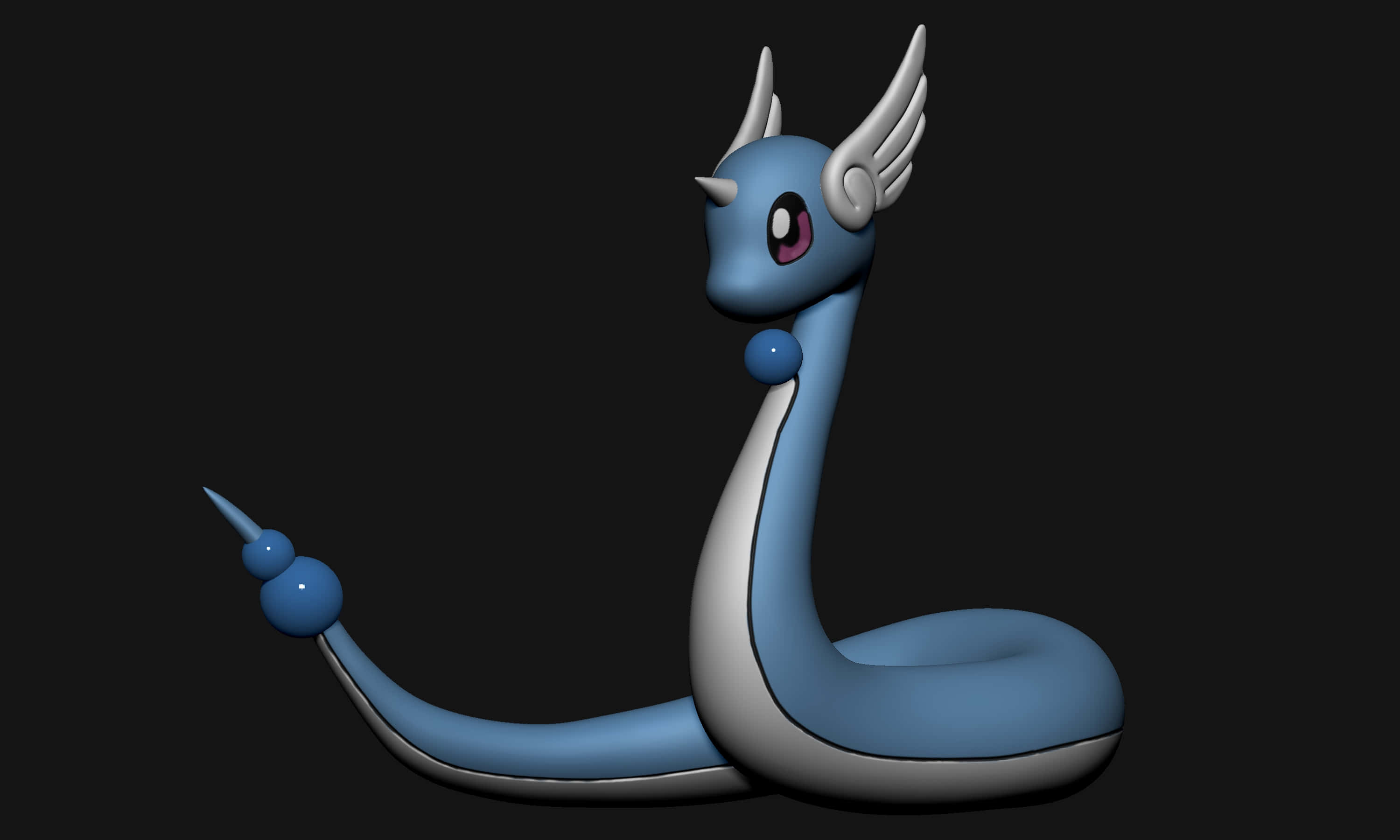 3D Dragonair Pokemon Sa Itim na Background Wallpaper