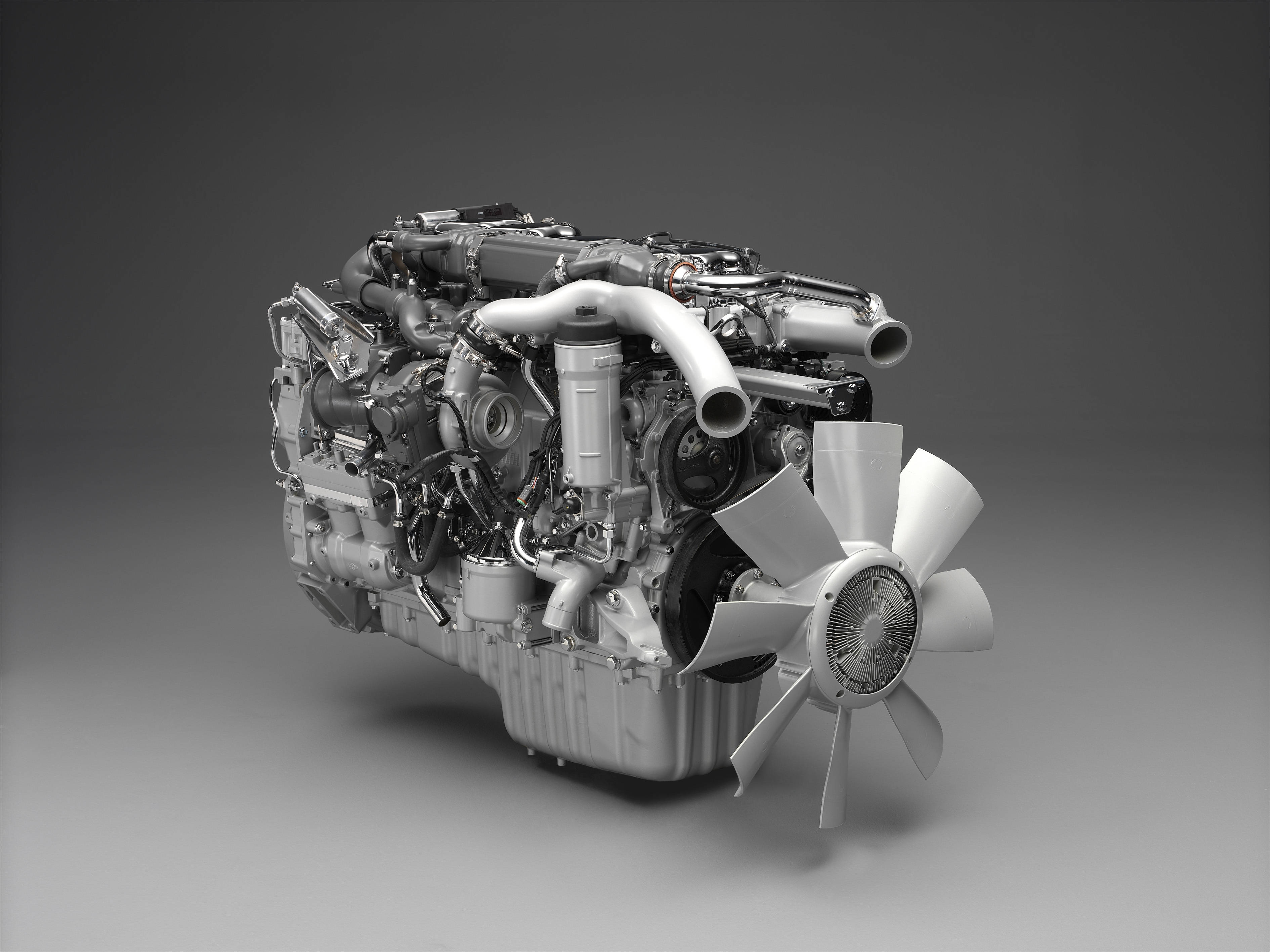 3D Mekanikal na Engine sa Makinis na Kulay-abo na Disenyo Wallpaper