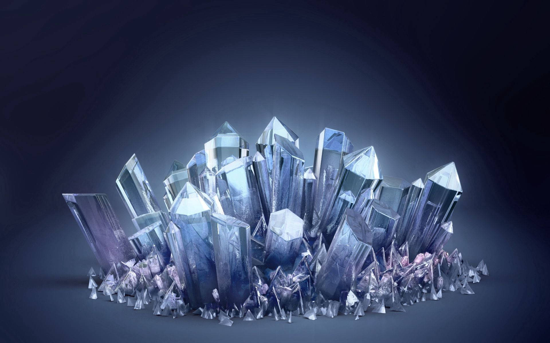 3D na Transparent na Puti na mga Kristal Wallpaper