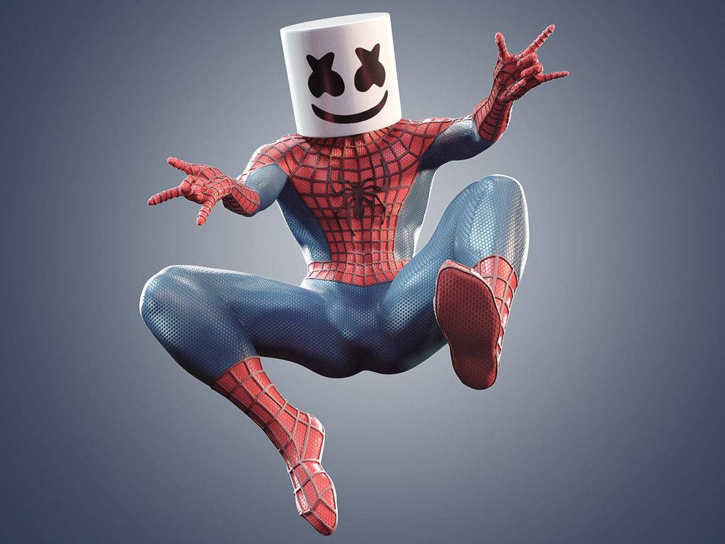 3D Nakakatawang Marshmello Spiderman Wallpaper