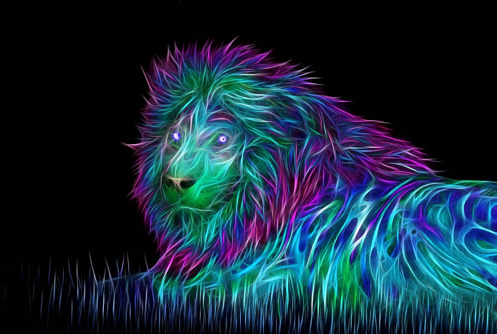 3D Neon Lion Wallpaper