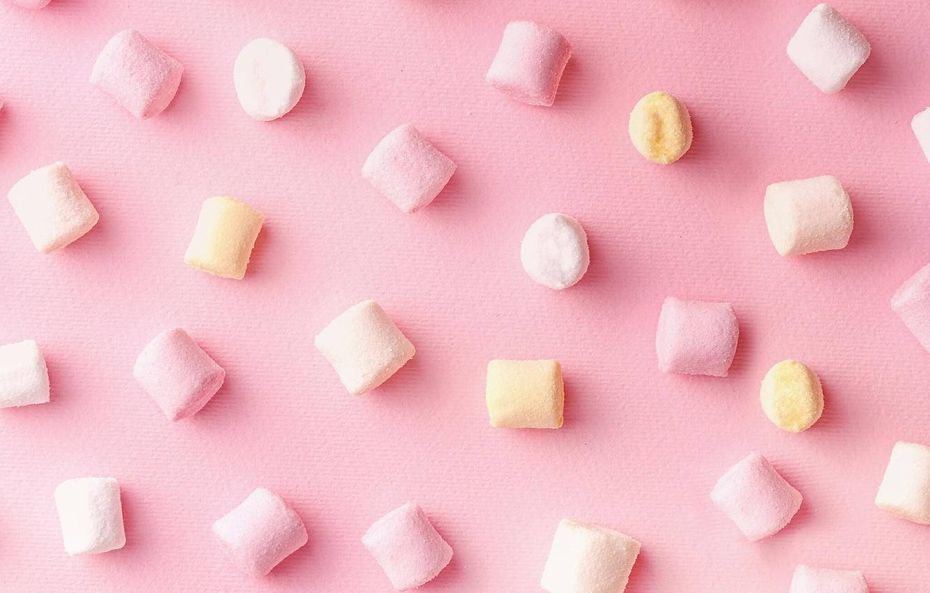 3D Pantasya ng Pink na Marshmallow na Mundo Wallpaper