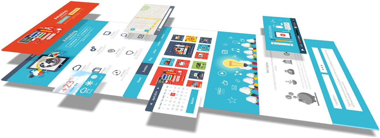 3D Web Design Elements Perspective View Wallpaper