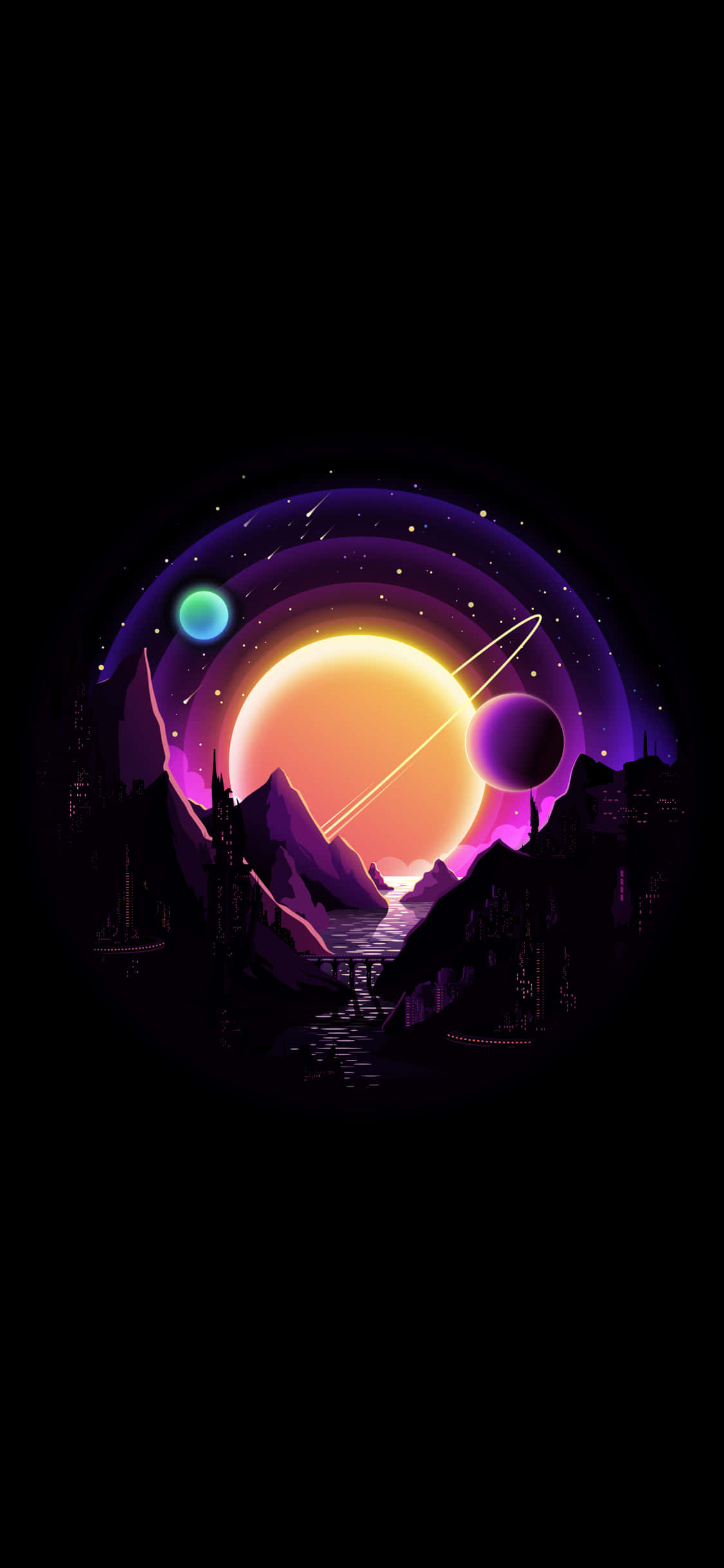 4K AMOLED Background Planets Orbiting Wallpaper