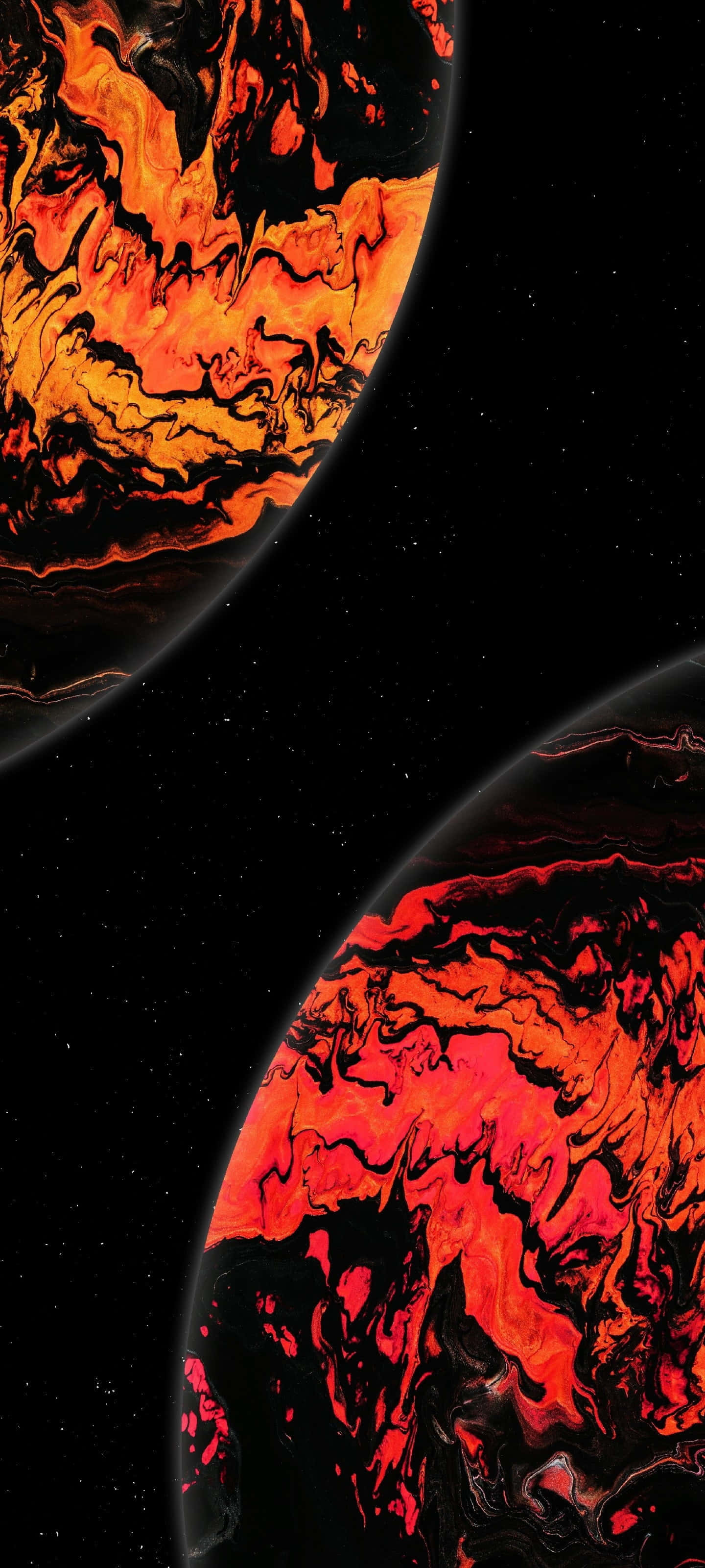 4K AMOLED Background Red And Yellow Planets Close To Each Other Wallpaper