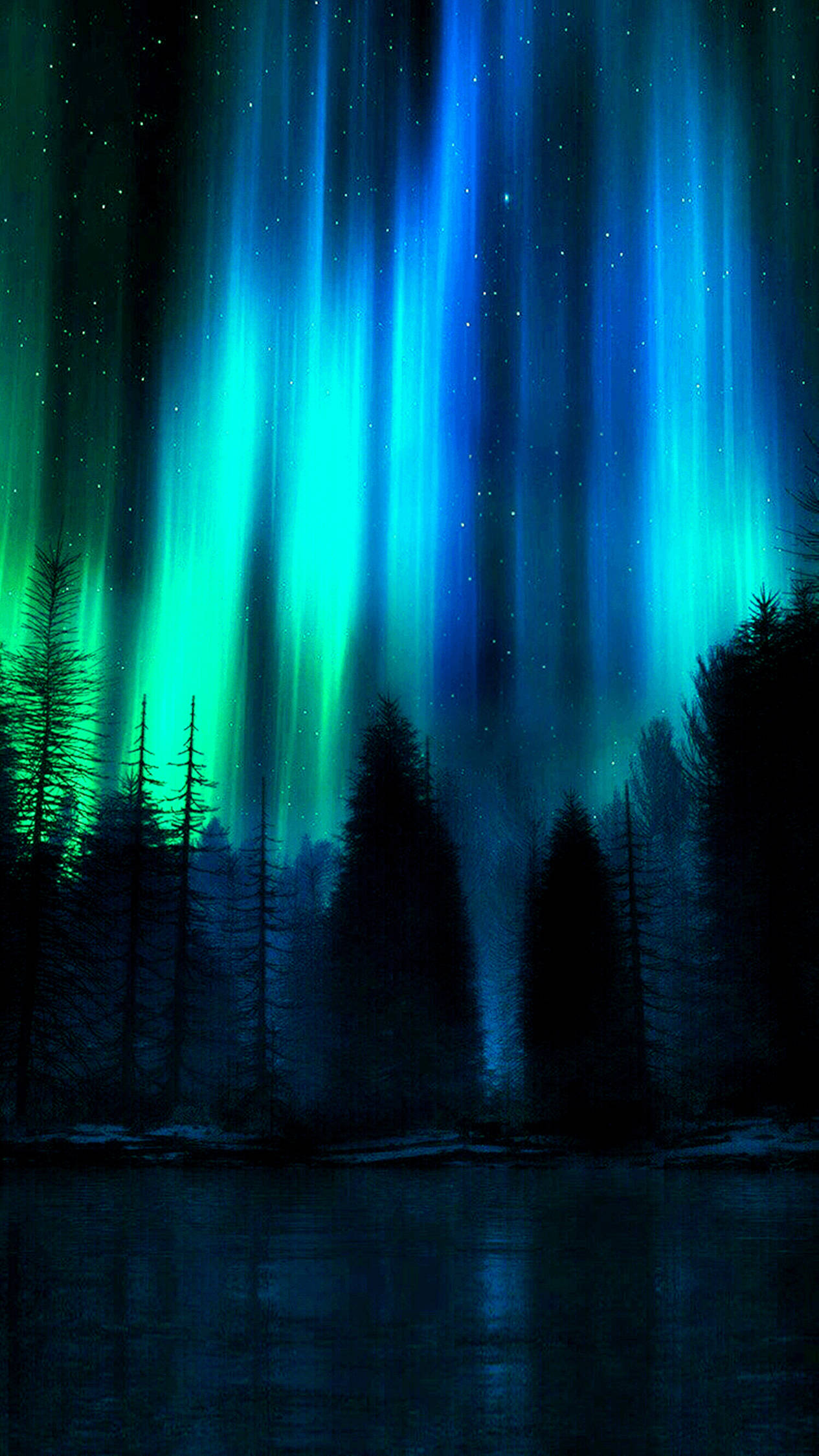 4K Android Madilim na Northern Lights Wallpaper