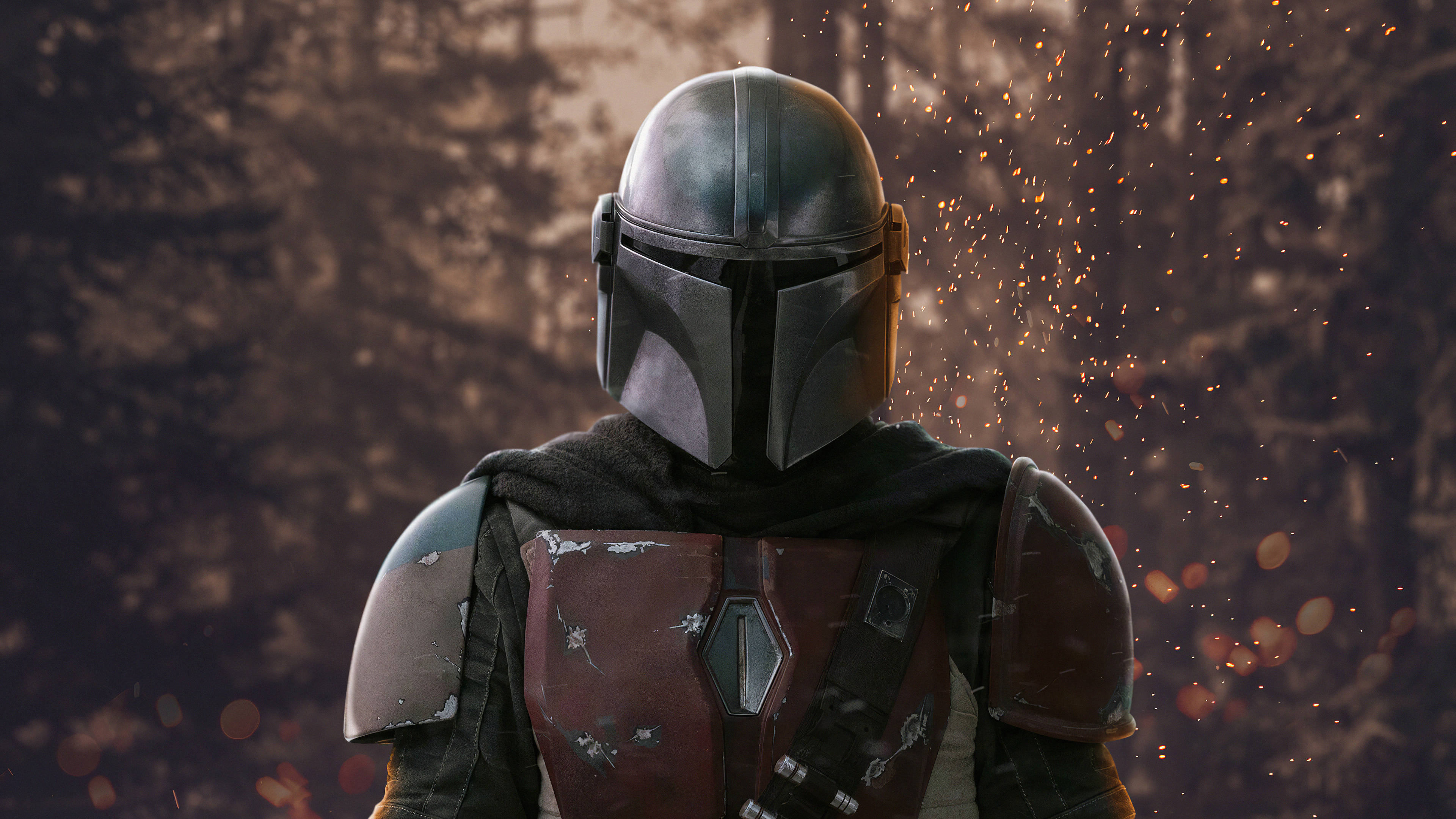 4K Ang Mandalorian Boba Fett Sa Madilim Na Kagubatan Wallpaper