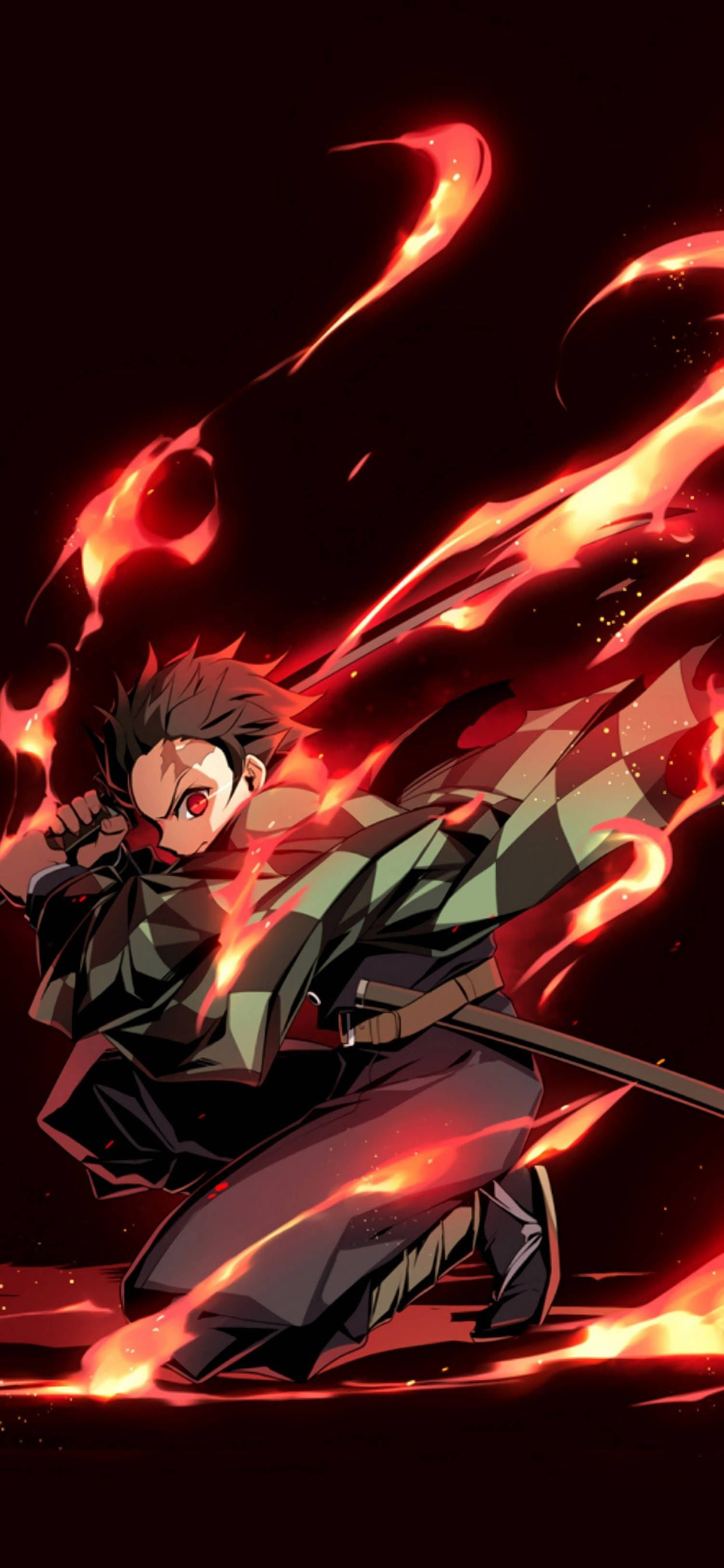4K Anime iPhone Demon Slayer Sunog na Sayaw ng Diyos Wallpaper