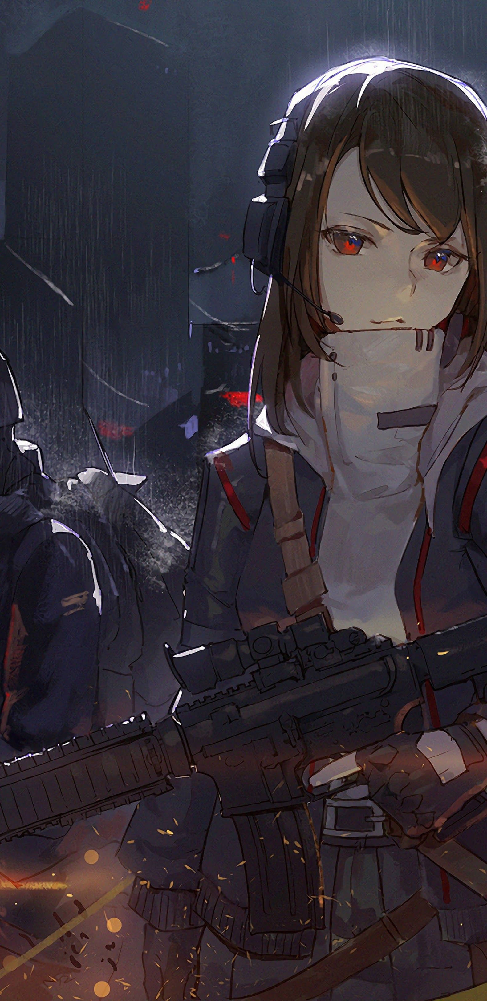 4K Anime iPhone Matalas na Babaeng Armado Wallpaper