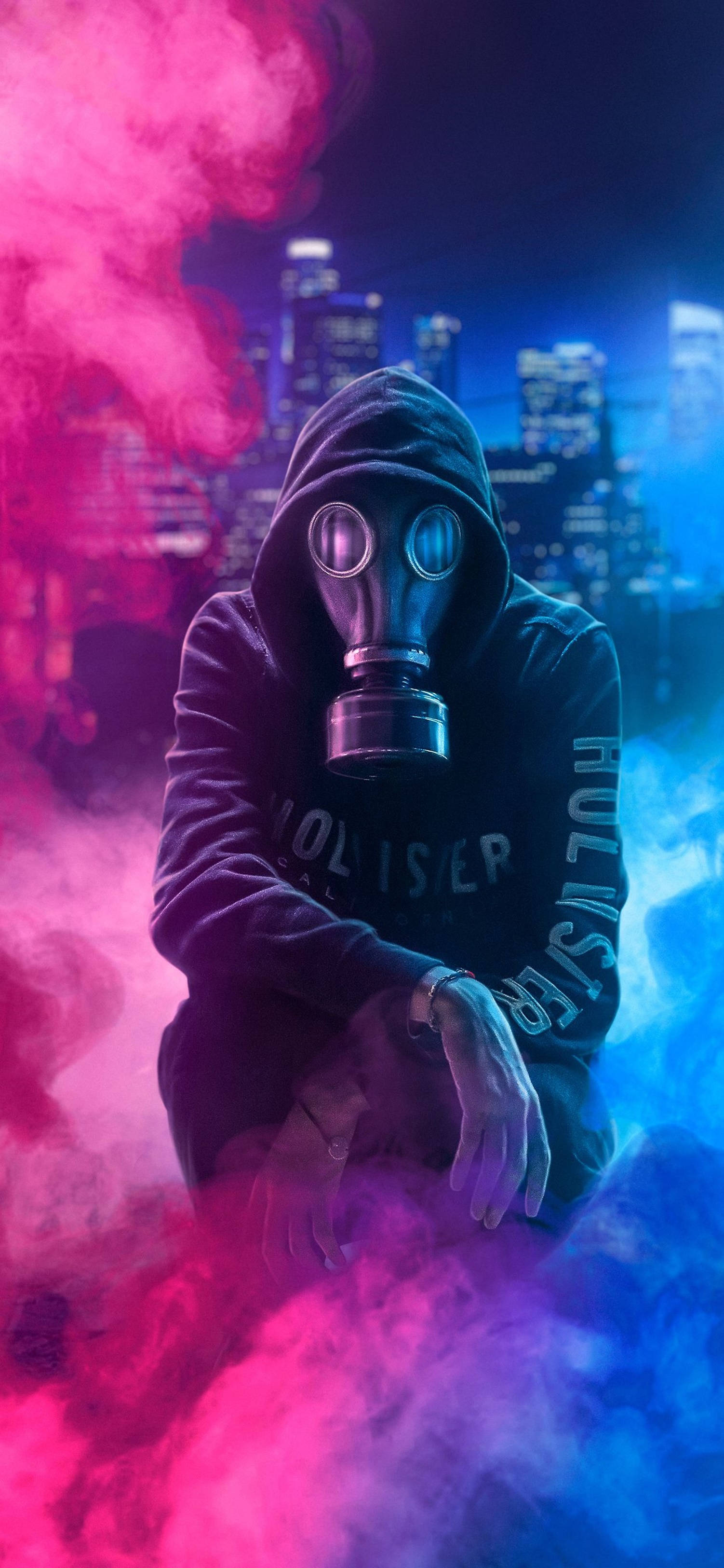 4K Anime iPhone Misteryosong Lalaki na may Gas Mask Wallpaper