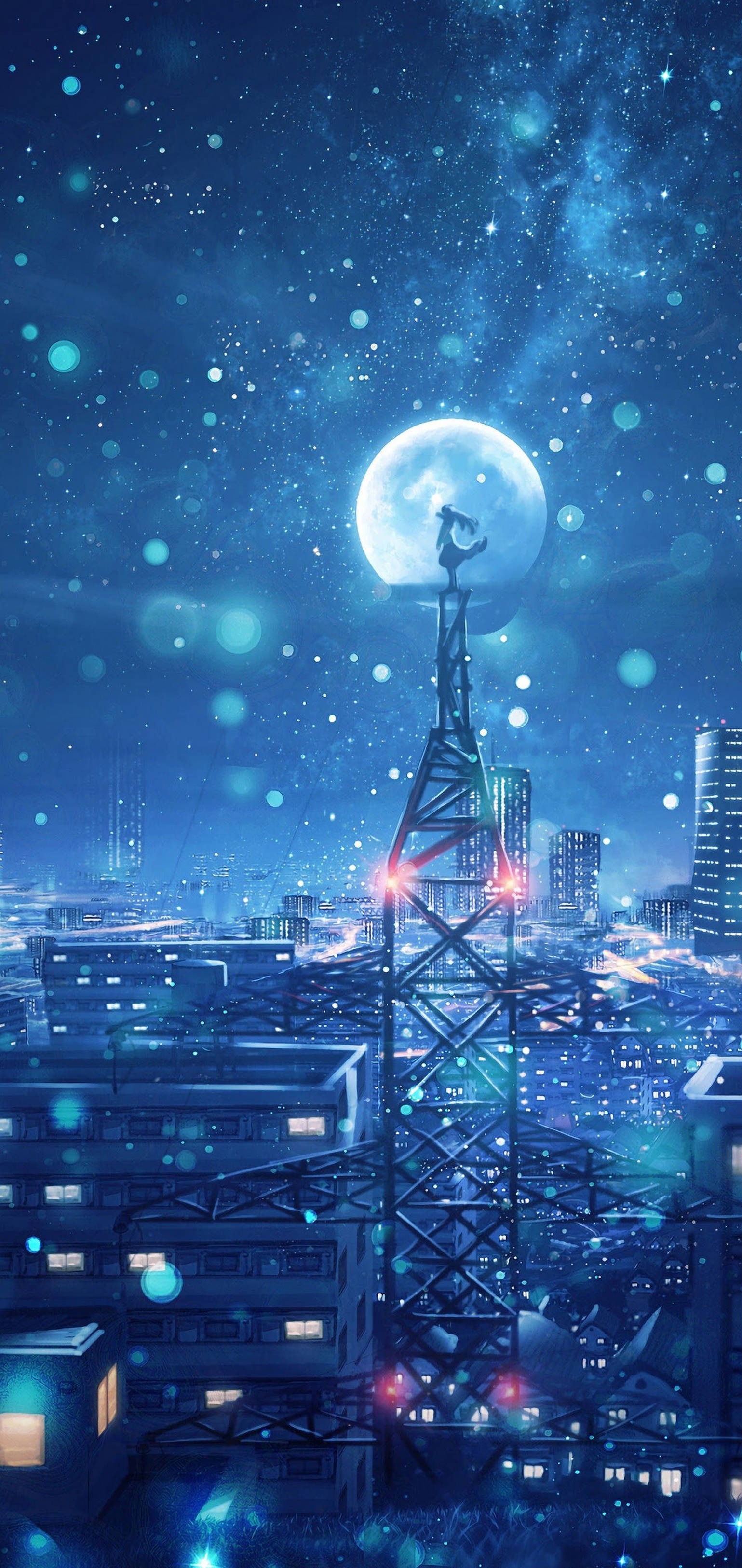 4K Anime iPhone Mahiwagang Gabi ng Buwan Wallpaper