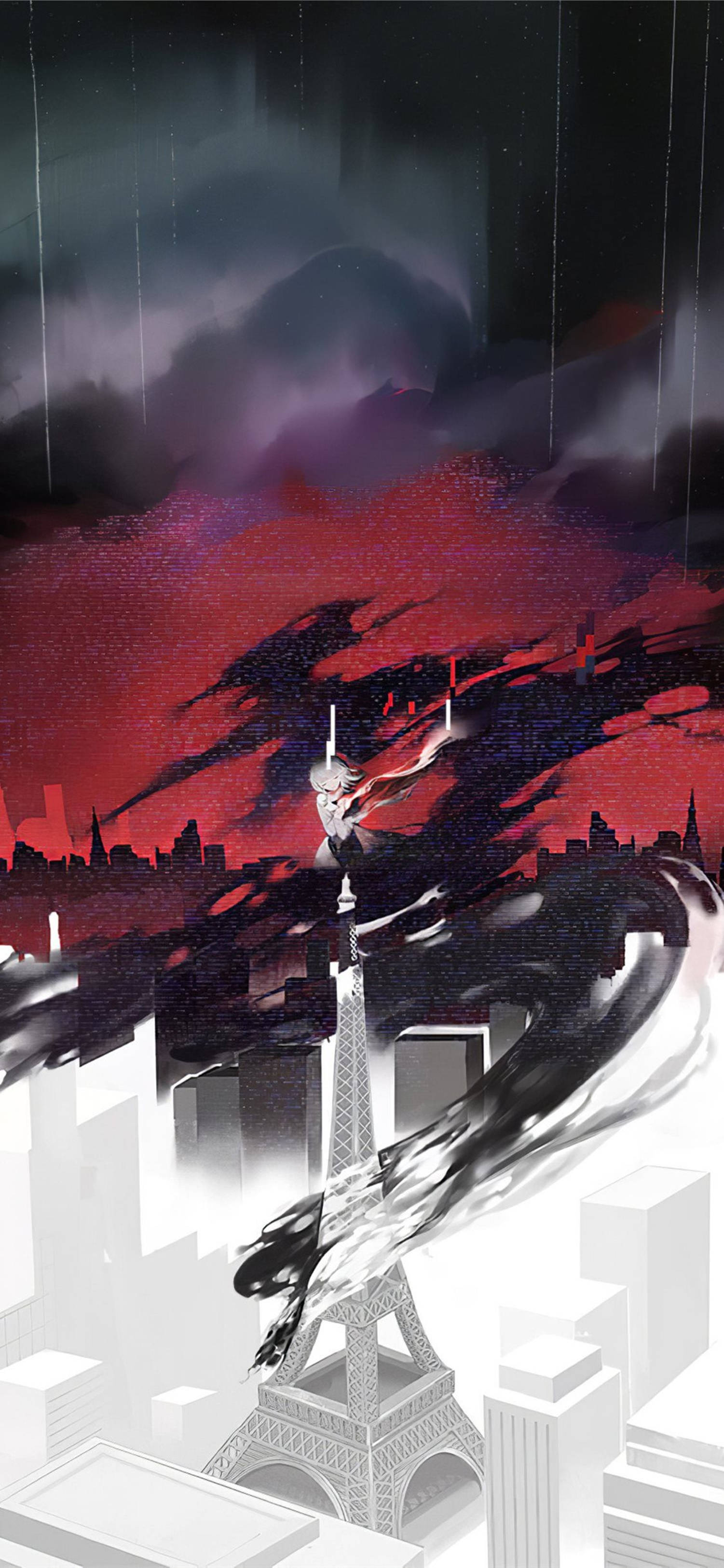 4K Anime na Babae Sa Eiffel Tower Wallpaper