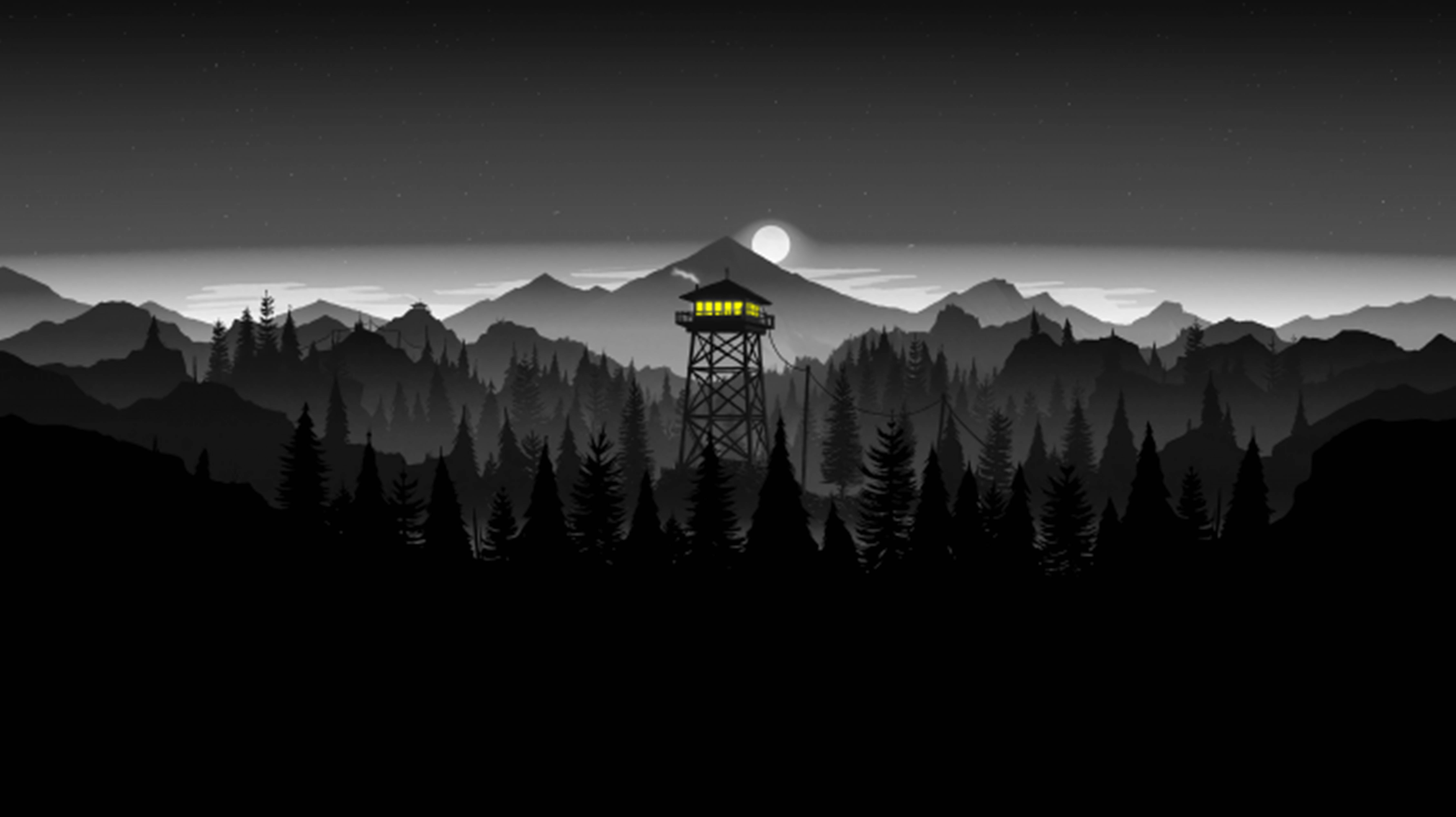 4K Firewatch Itim na Bundok at Kagubatan Wallpaper