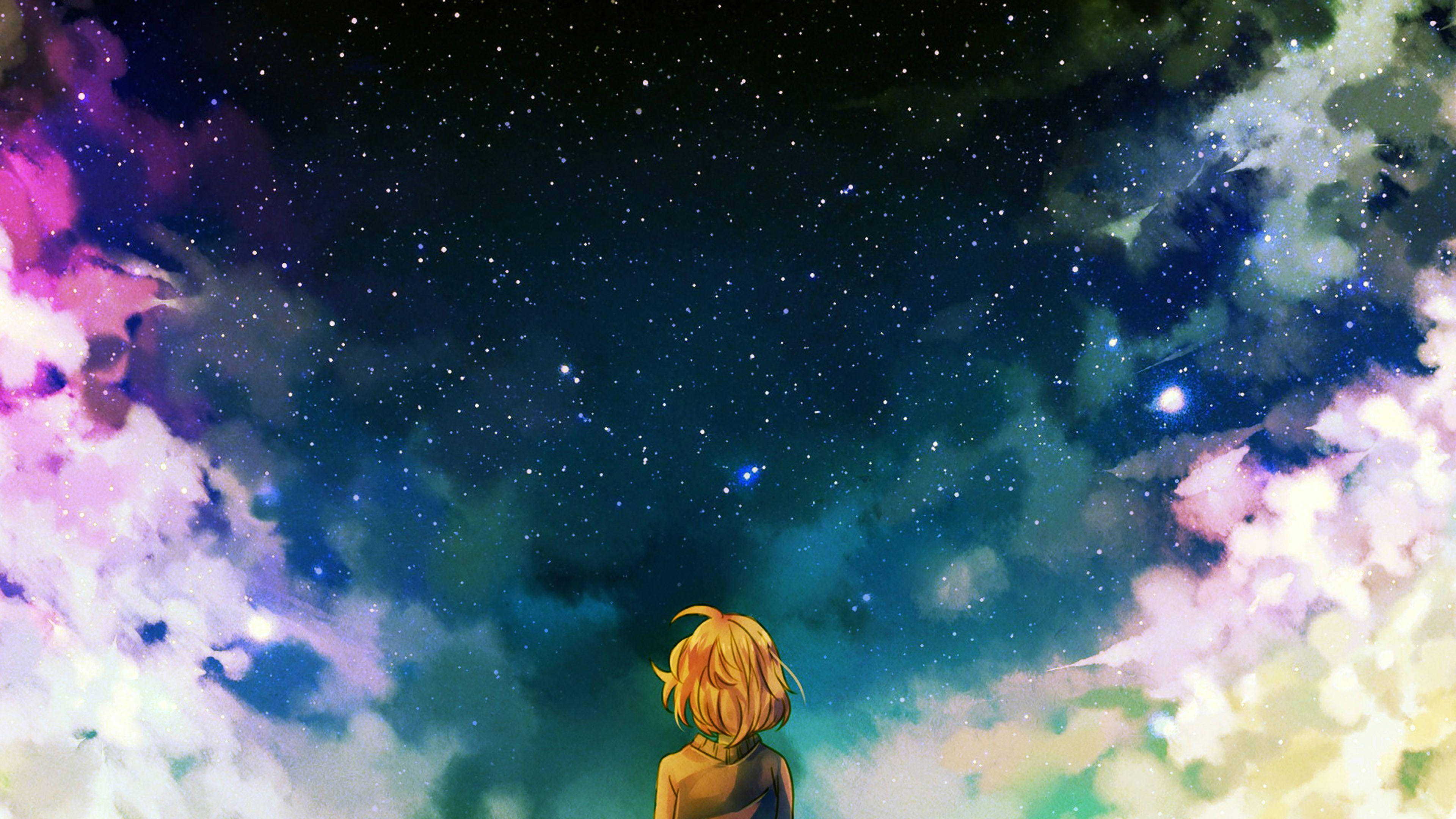 4K Gumagalaw na Anime Galaxy Desktop Wallpaper