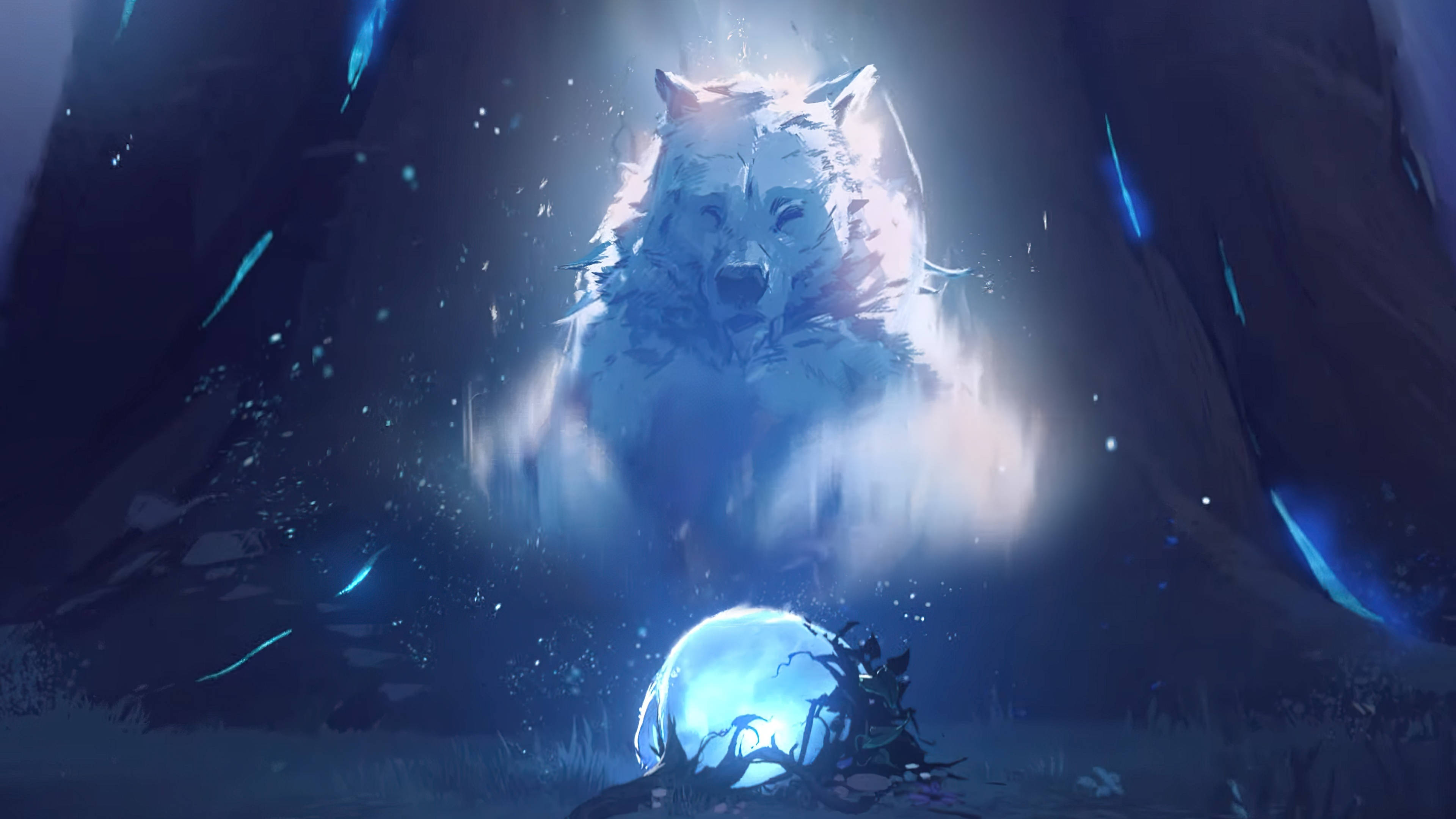 4K Gumagalaw na Lobo para sa Desktop Wallpaper