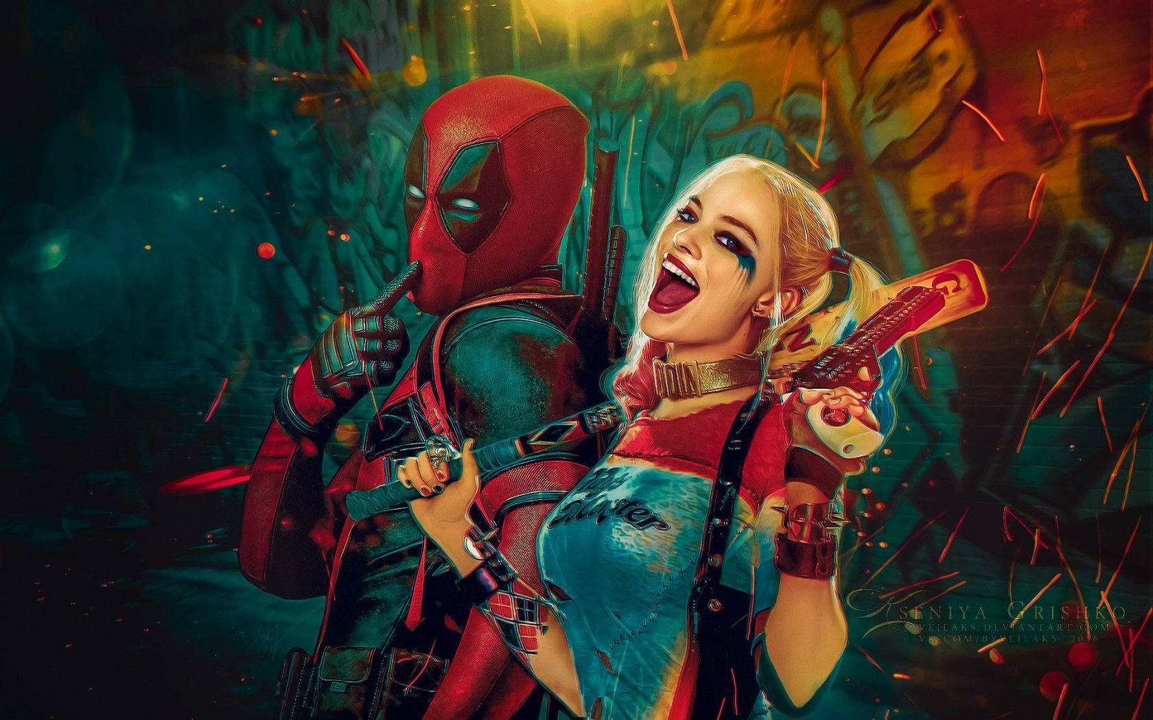 4K Harley Quinn Kasama si Deadpool Wallpaper