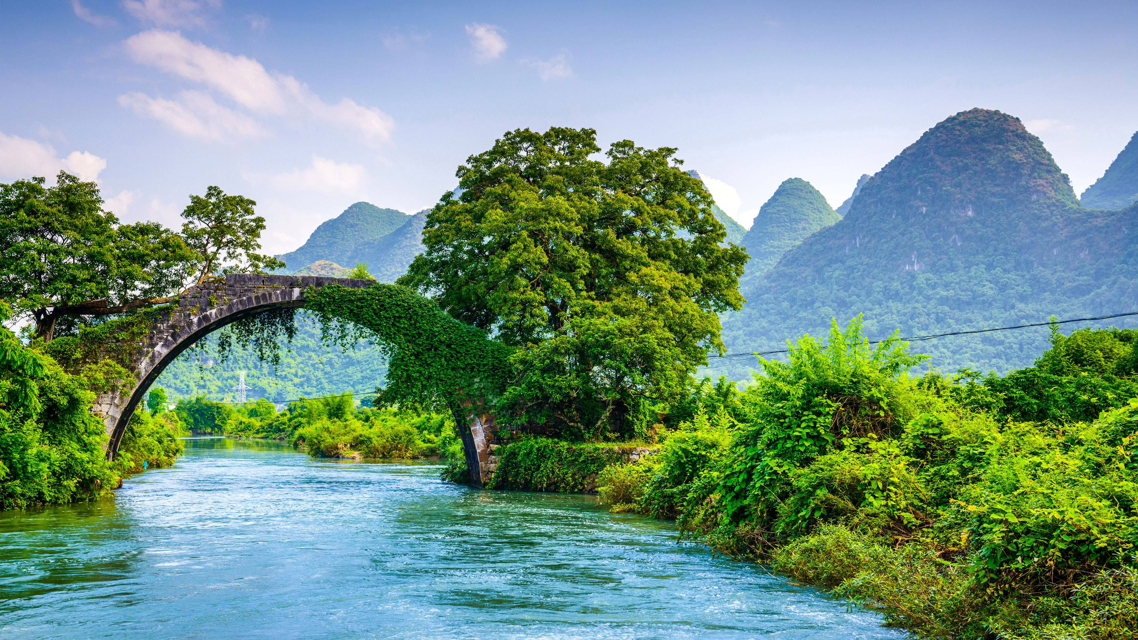 4K Kalikasan na Arched Bridge Wallpaper
