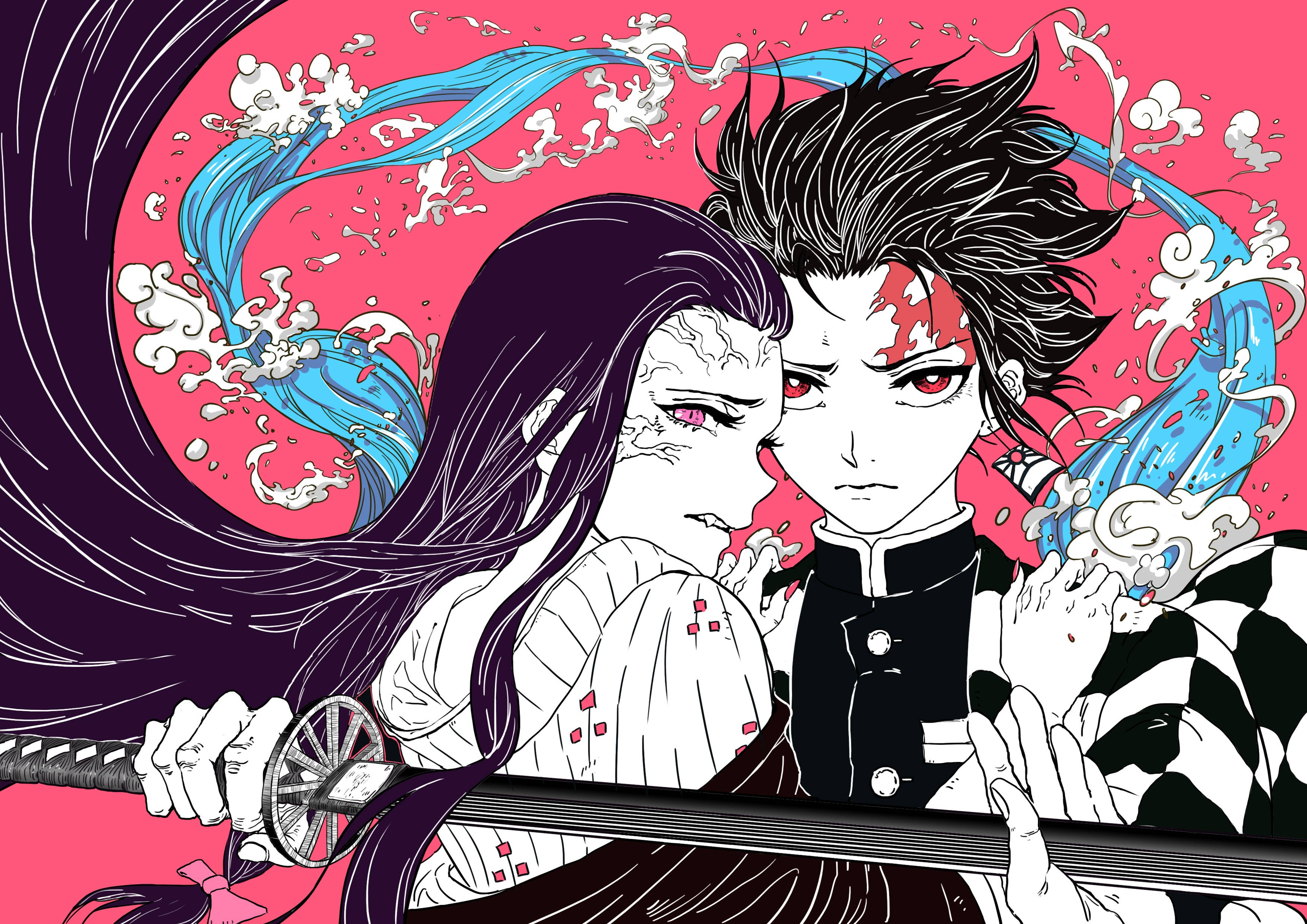 4K na Demon Slayer Nezuko Tanjiro Wallpaper