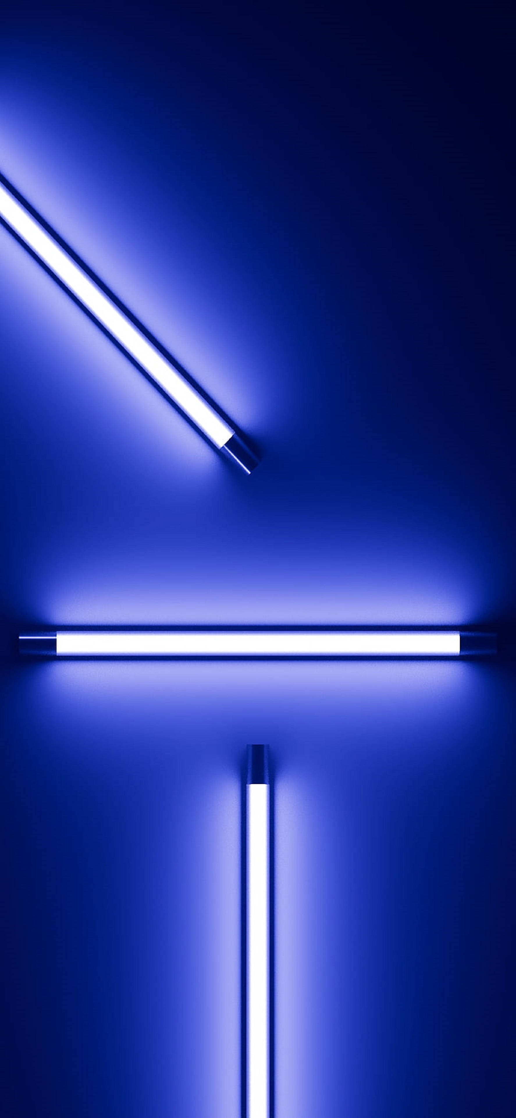 4K Neon Asul na Ilaw ng iPhone sa Dingding Wallpaper