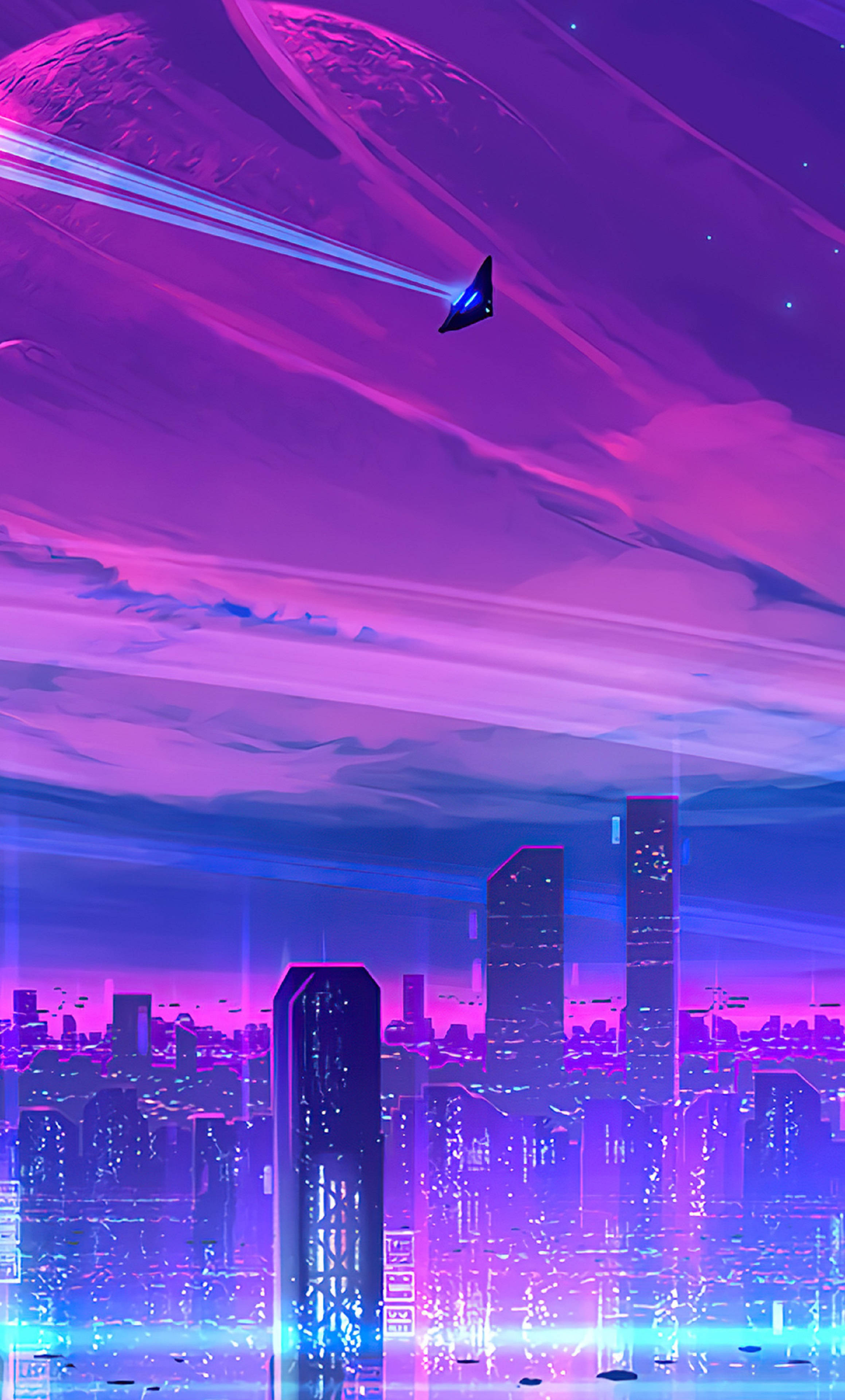 4K Neon iPhone Jet Sa Neon City Wallpaper