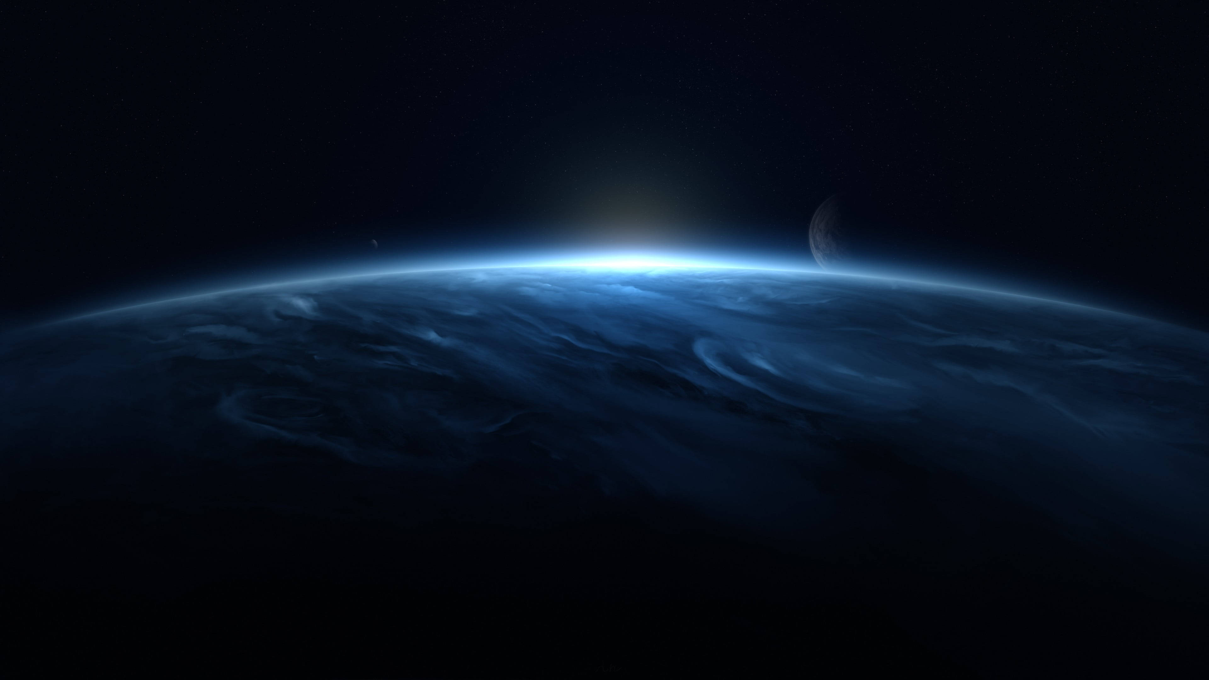 4K Ultra HD Madilim na Planetary Horizon Wallpaper