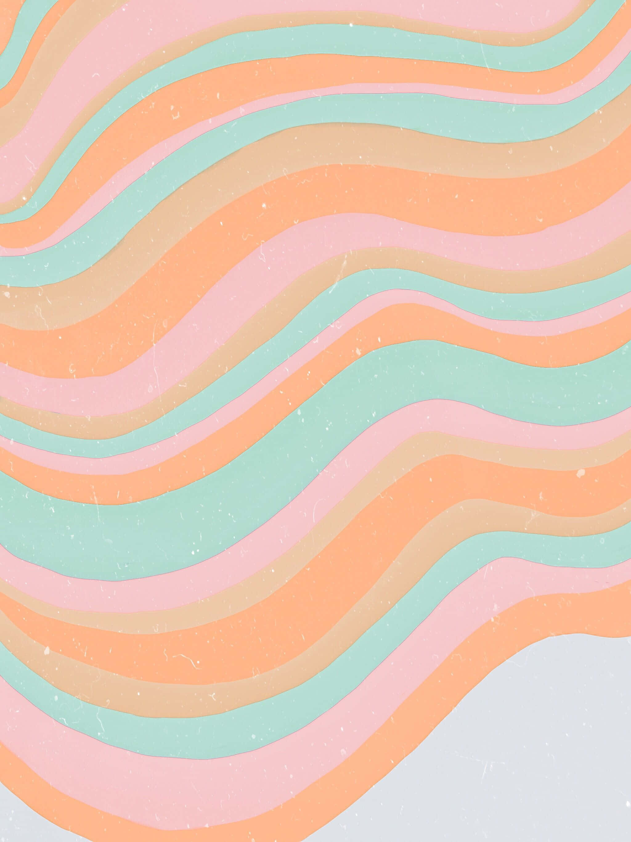 70's Groovy Background Wavy Blue At Pastel Colors Wallpaper
