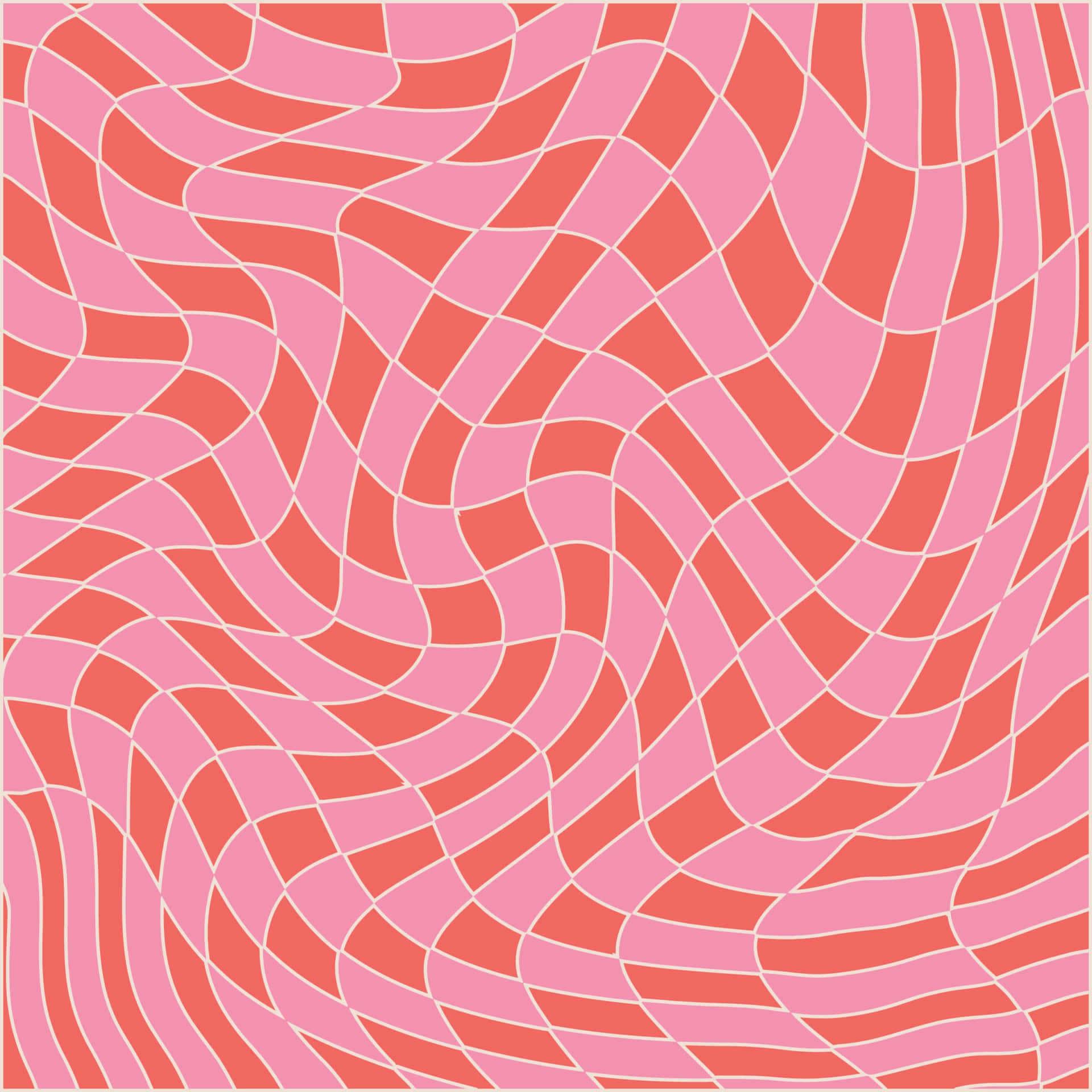 70's Groovy Background Pink Curvy Square Texture Wallpaper