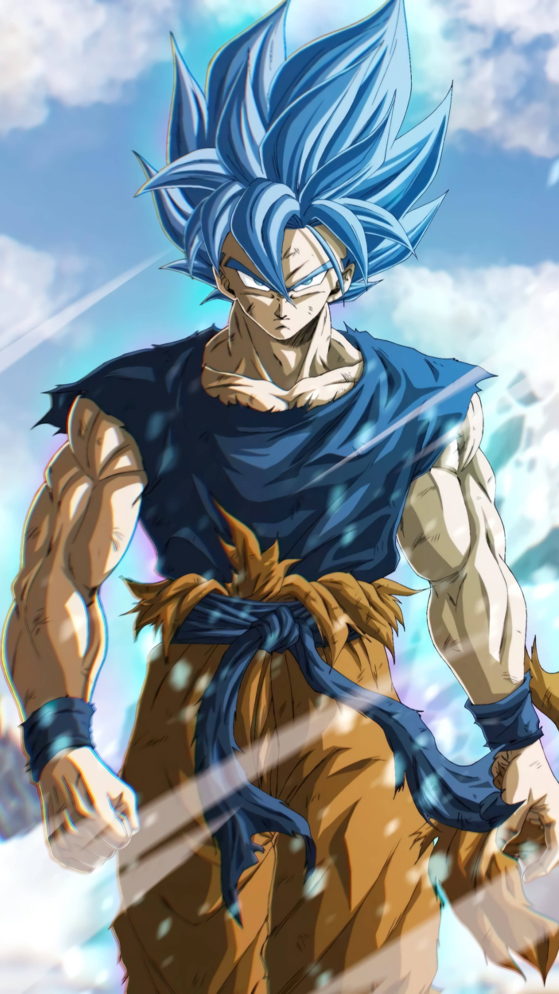 8K iPhone Goku na May Asul na Buhok Wallpaper