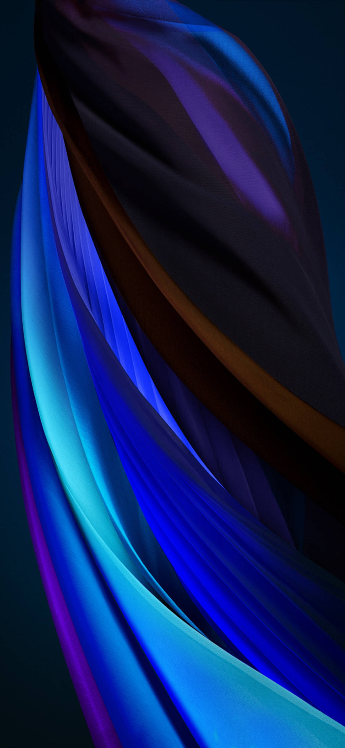 isang asul at lila abstract design sa isang itim na background Wallpaper