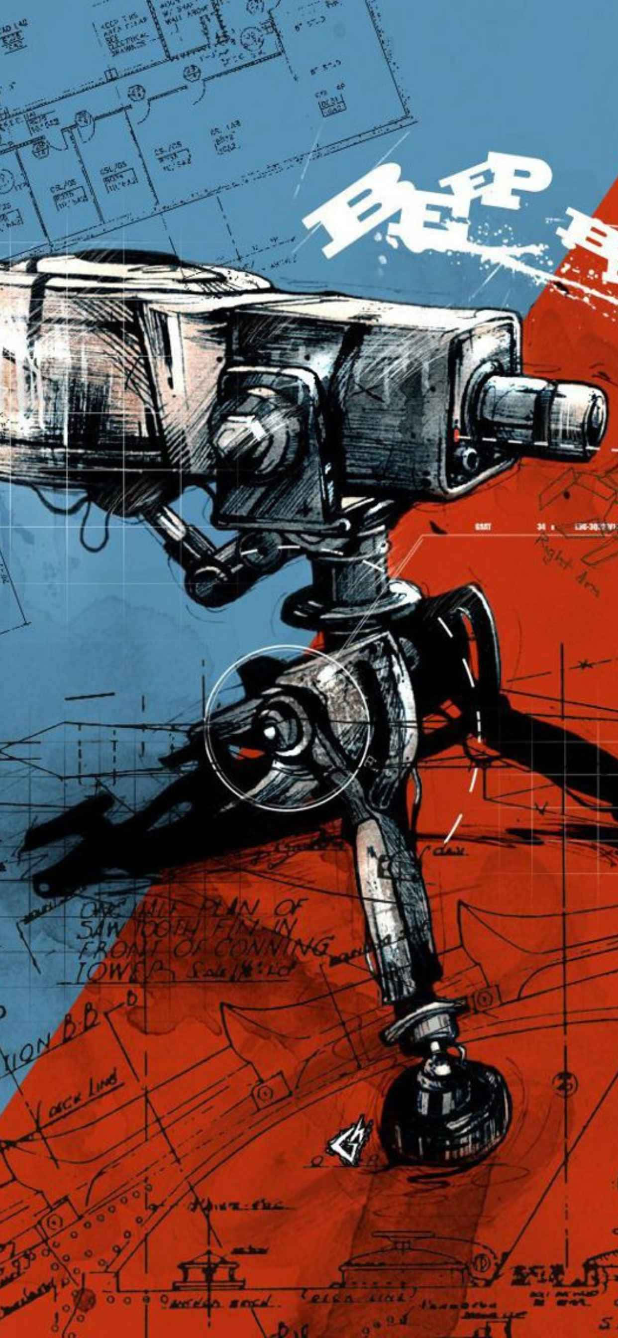 isang drawing ng isang baril sa ibabaw ng isang blueprint Wallpaper