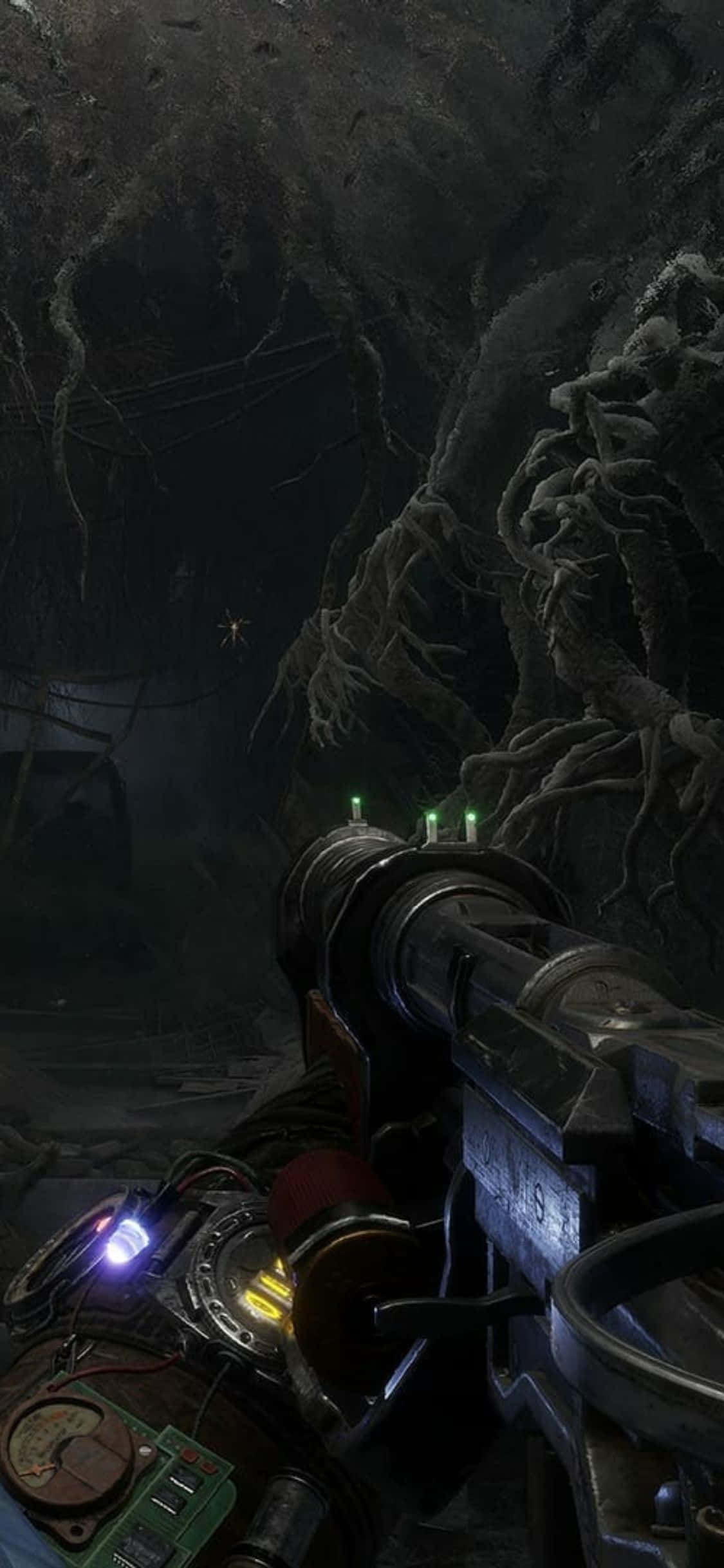 Isang first person perspective ng post-apocalyptic na mundo ng Metro Exodus, gaya ng nakikita sa pamamagitan ng lens ng isang iPhone X. Wallpaper