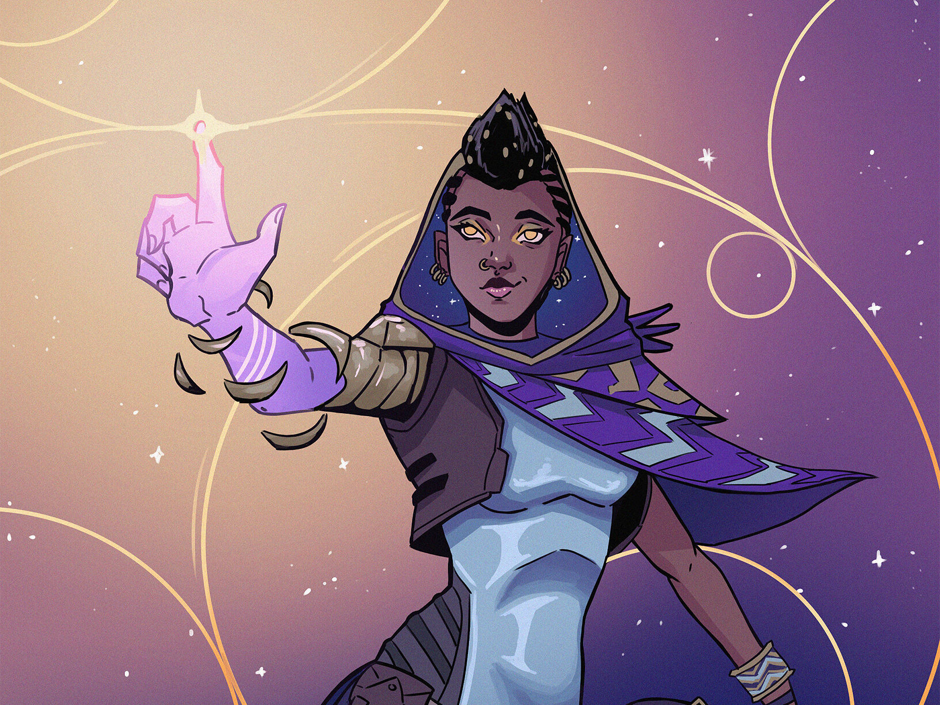 “Isang Sulyap sa Kosmos: Fan Art ni Astra ng Valorant” Wallpaper