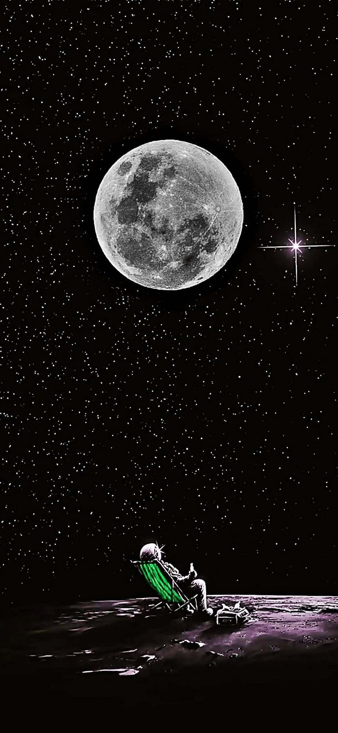 a green shoe on the moon with a green moon Wallpaper
