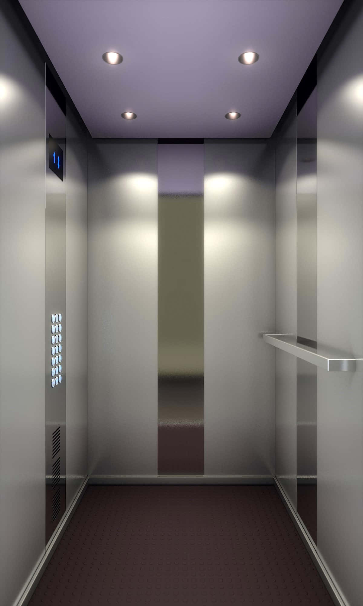 isang modernong elevator na may purpurang sahig Wallpaper