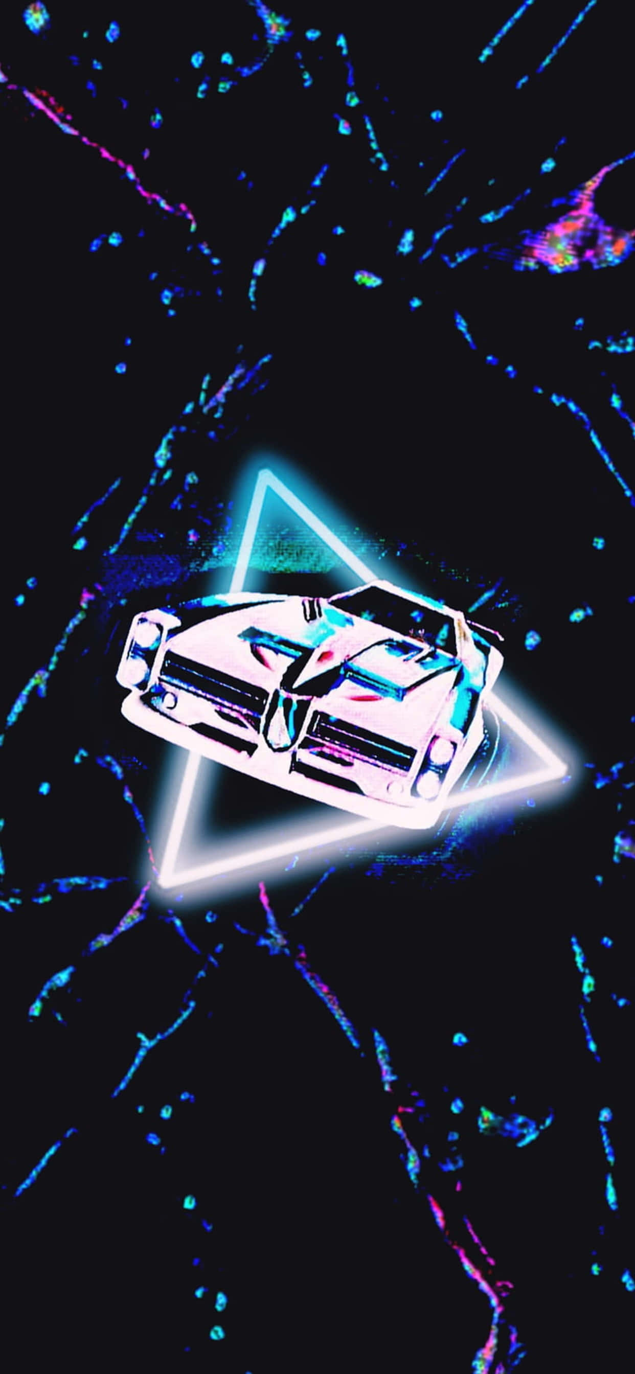 a neon car on a black background Wallpaper