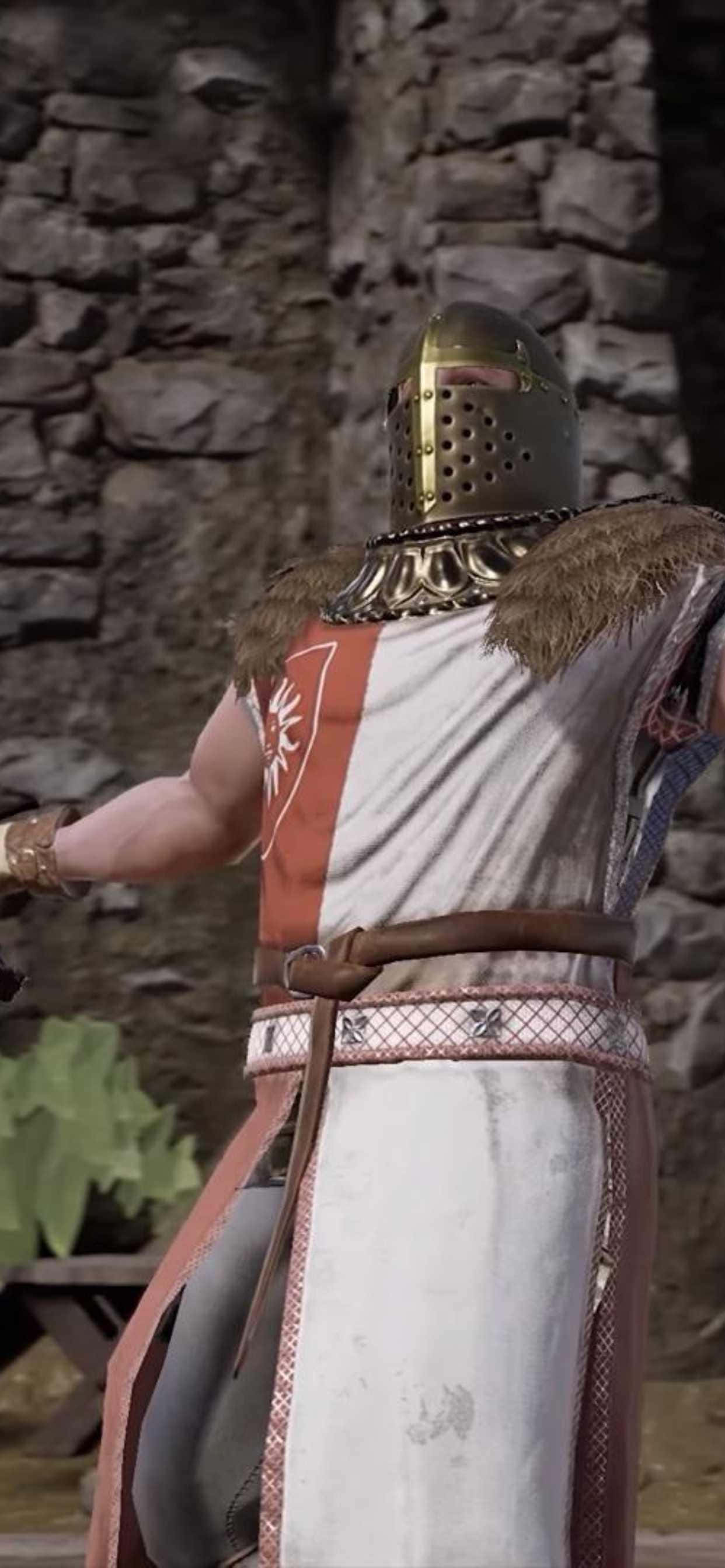 Isang manlalaro na nagdedebelop ng mga taktika sa kanyang iPhone Xs Max habang nage-enjoy ng Mordhau Wallpaper