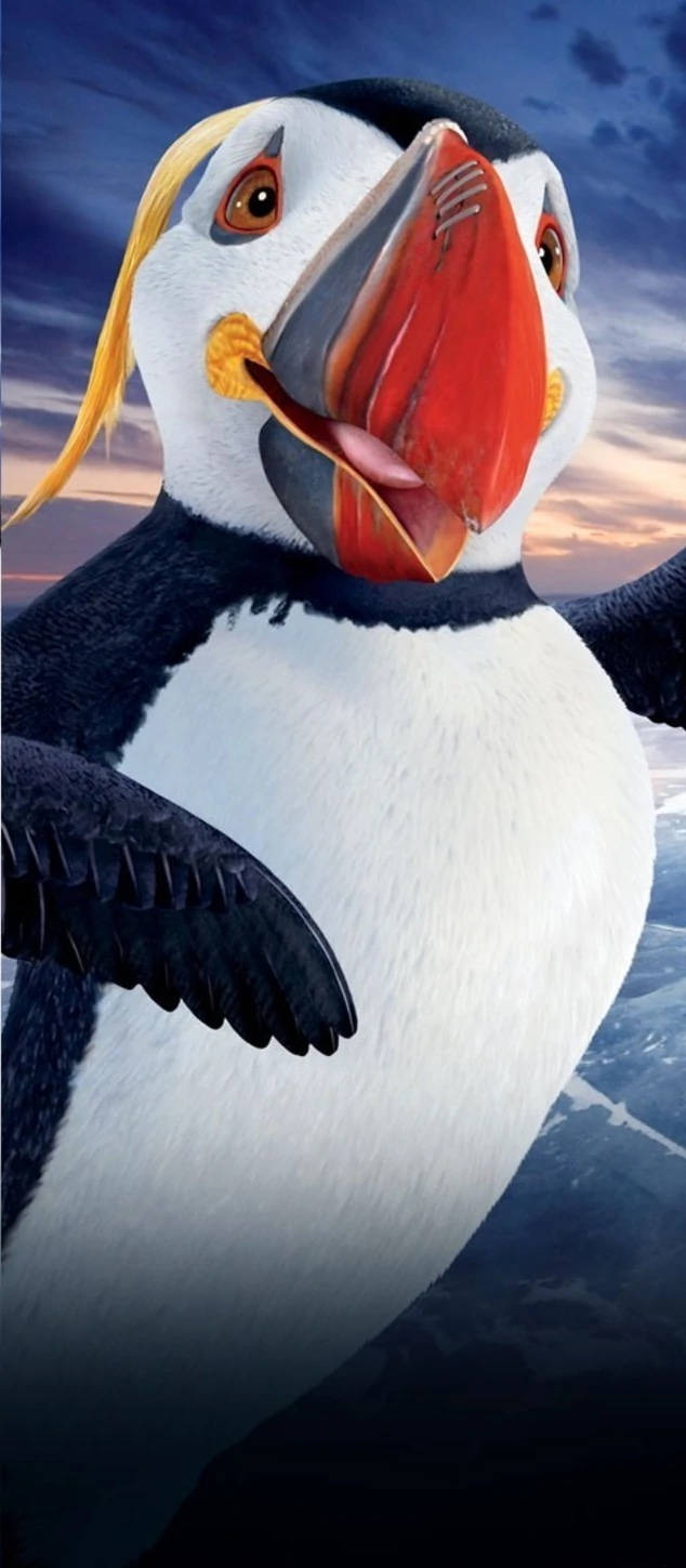 isang puffin na may mahabang tuka at mga pakpak Wallpaper